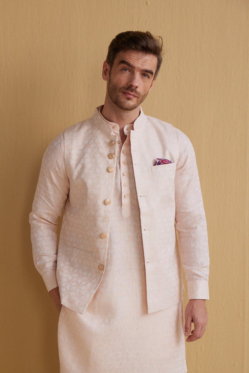 The Jasny Peach Linen Coat