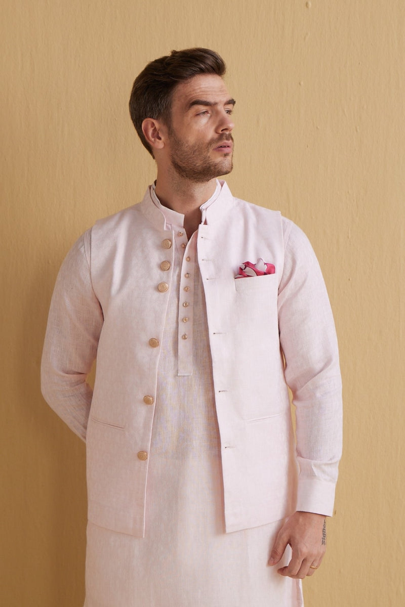 The Jasny Pink Champagne Linen Coat