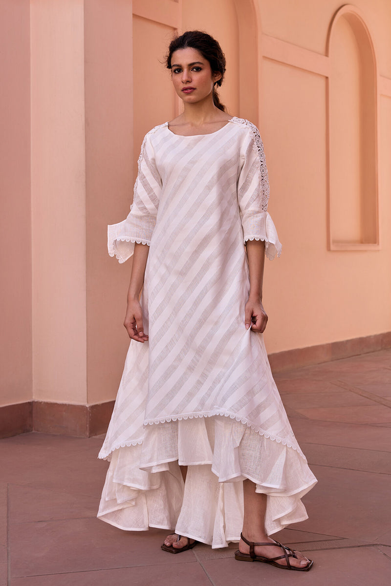 The Jazmin White Stripe Gauze Dress