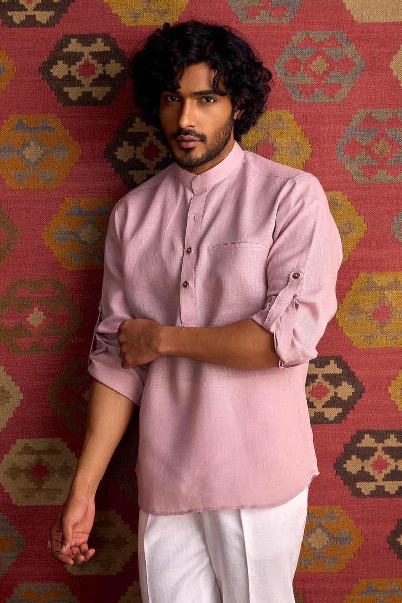 The Jevin Lavender Linen Kurta