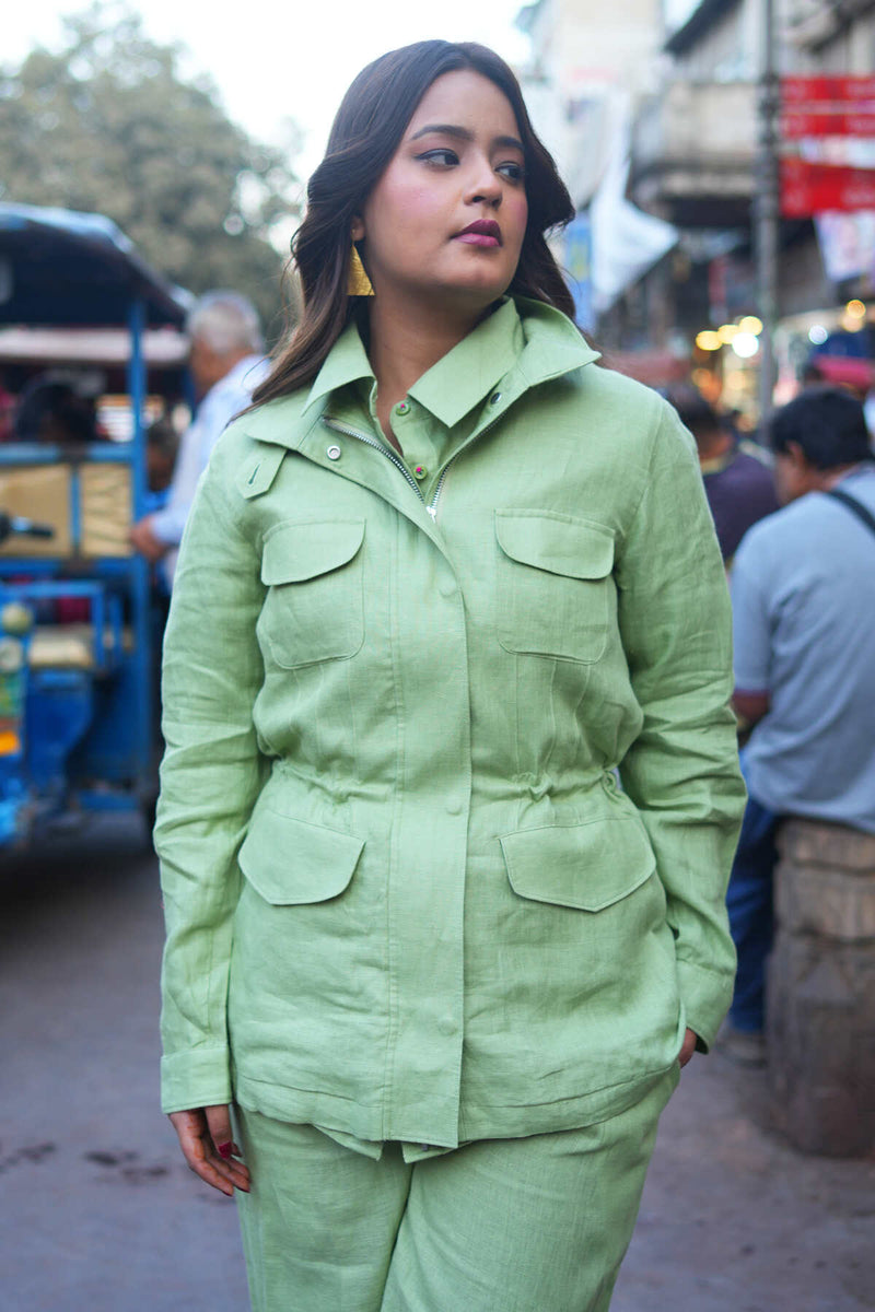 The Sphinx Safari Mint Linen Coat