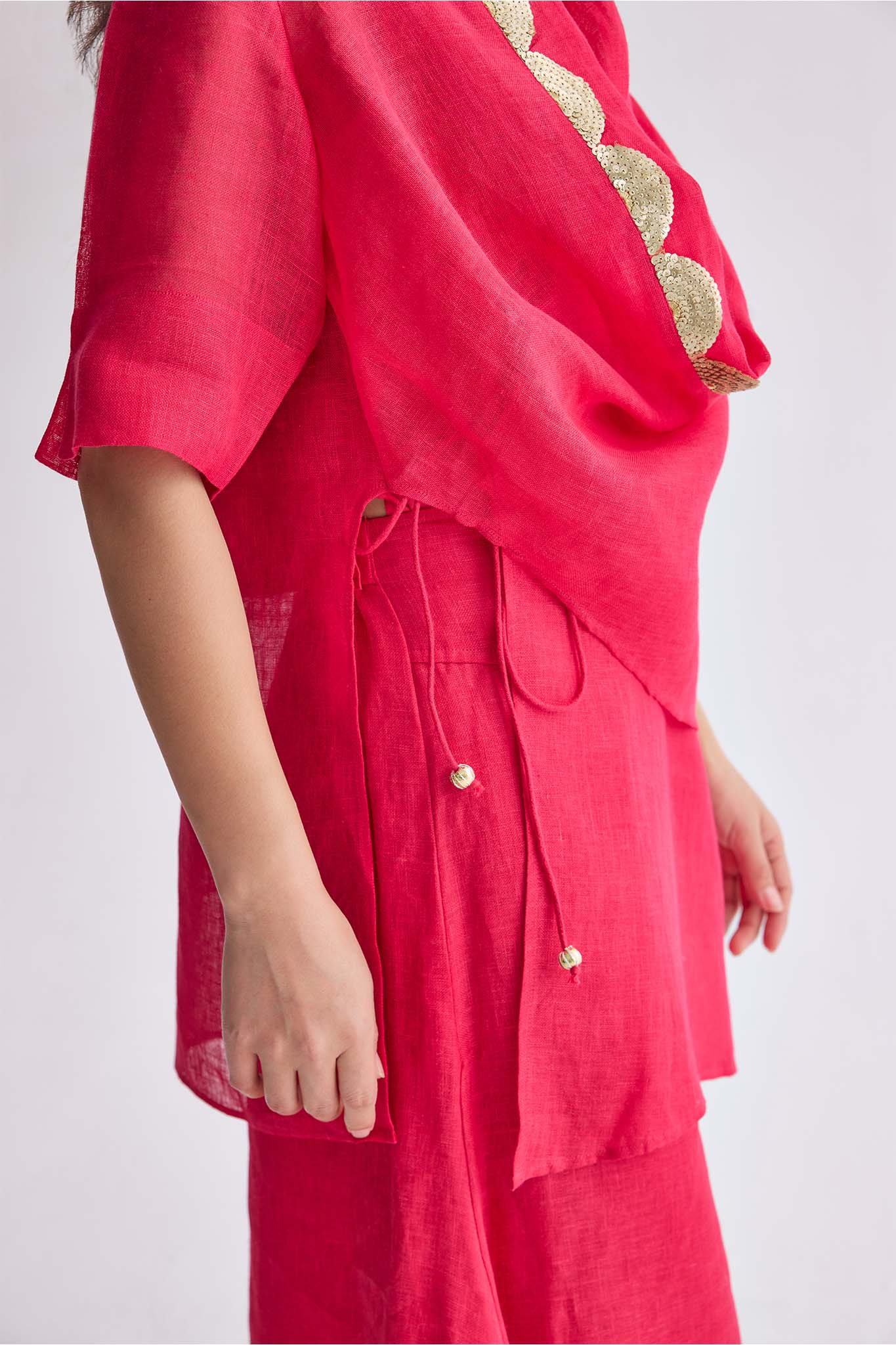 Boho Banno Linen Cape Set - Fuchsia