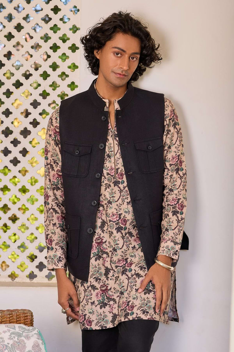 The Kerim Black Linen Coat