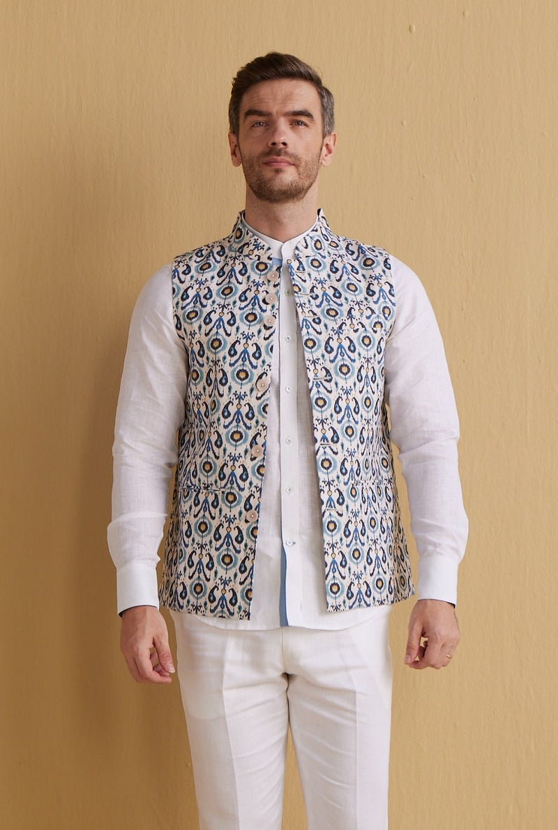 The Shahan Ikat Print Linen Coat