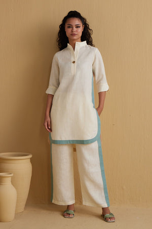 The Versa Off White Linen Co-ord Top