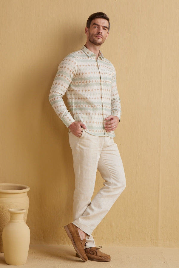 Extended Collar Linen Shirt