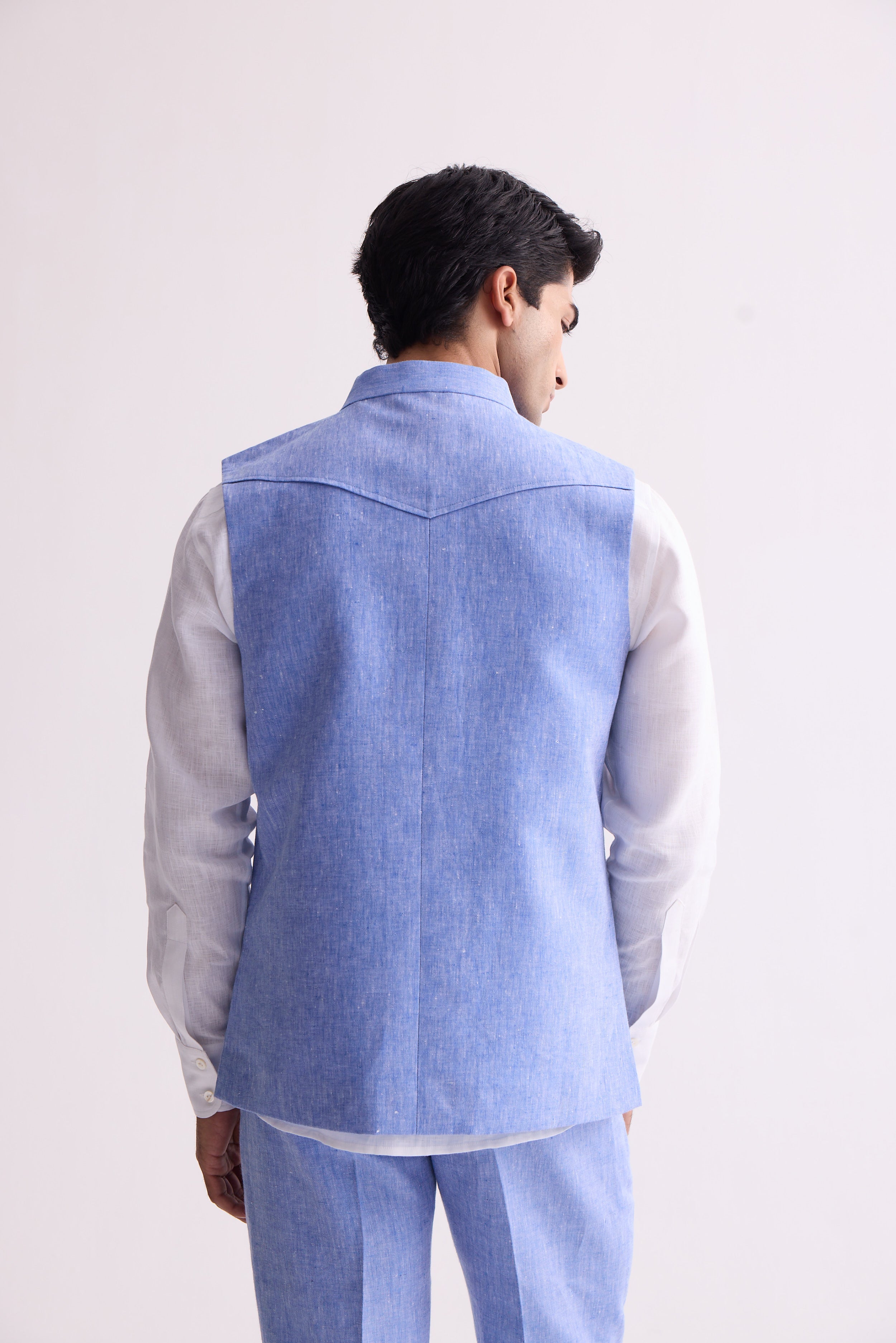 The Cormac Light Blue Linen Waist Coat