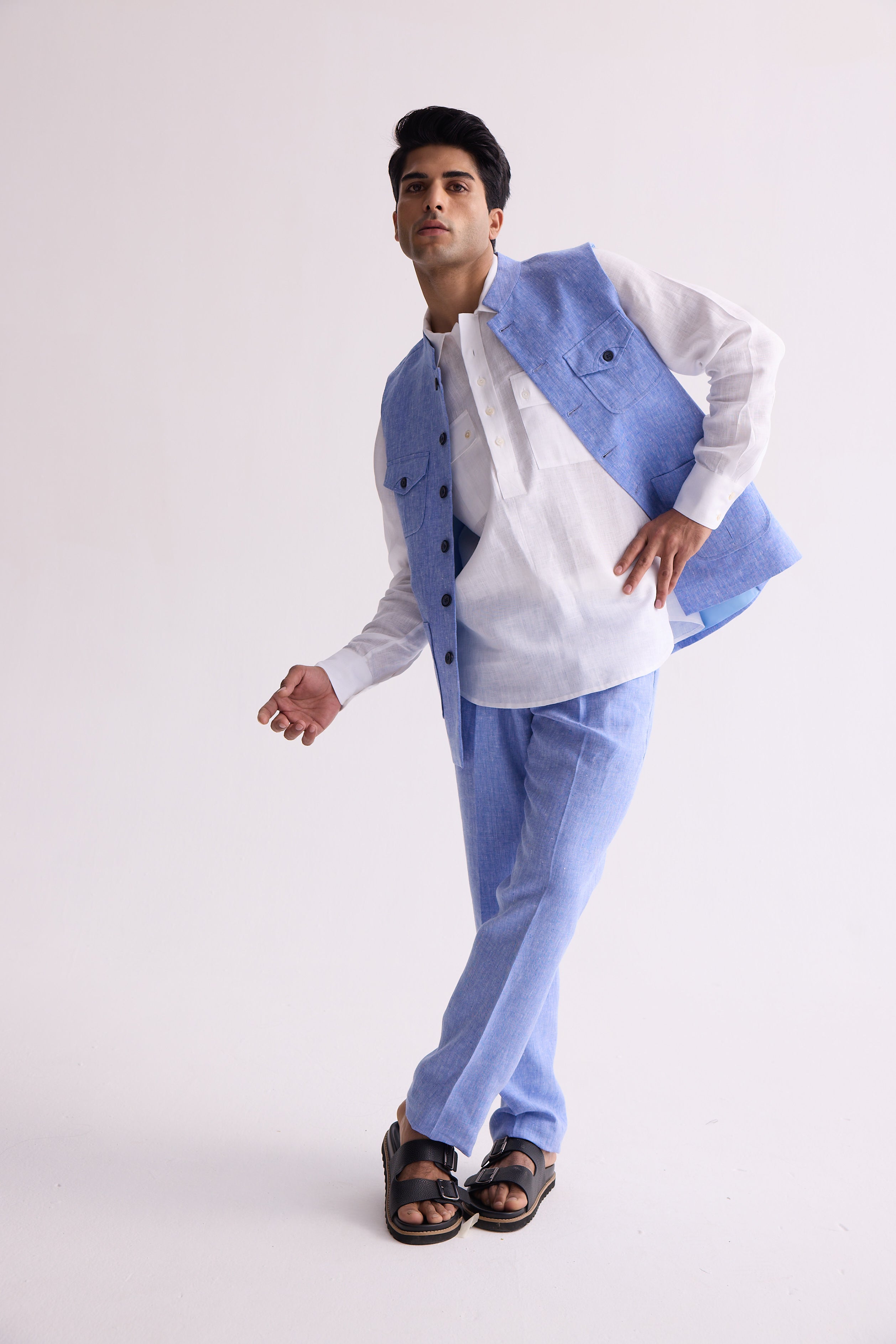 The Cormac Light Blue Linen Waist Coat