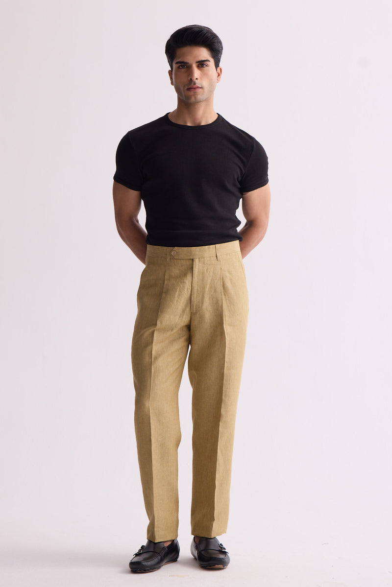 The Alvar Golden Linen Trouser
