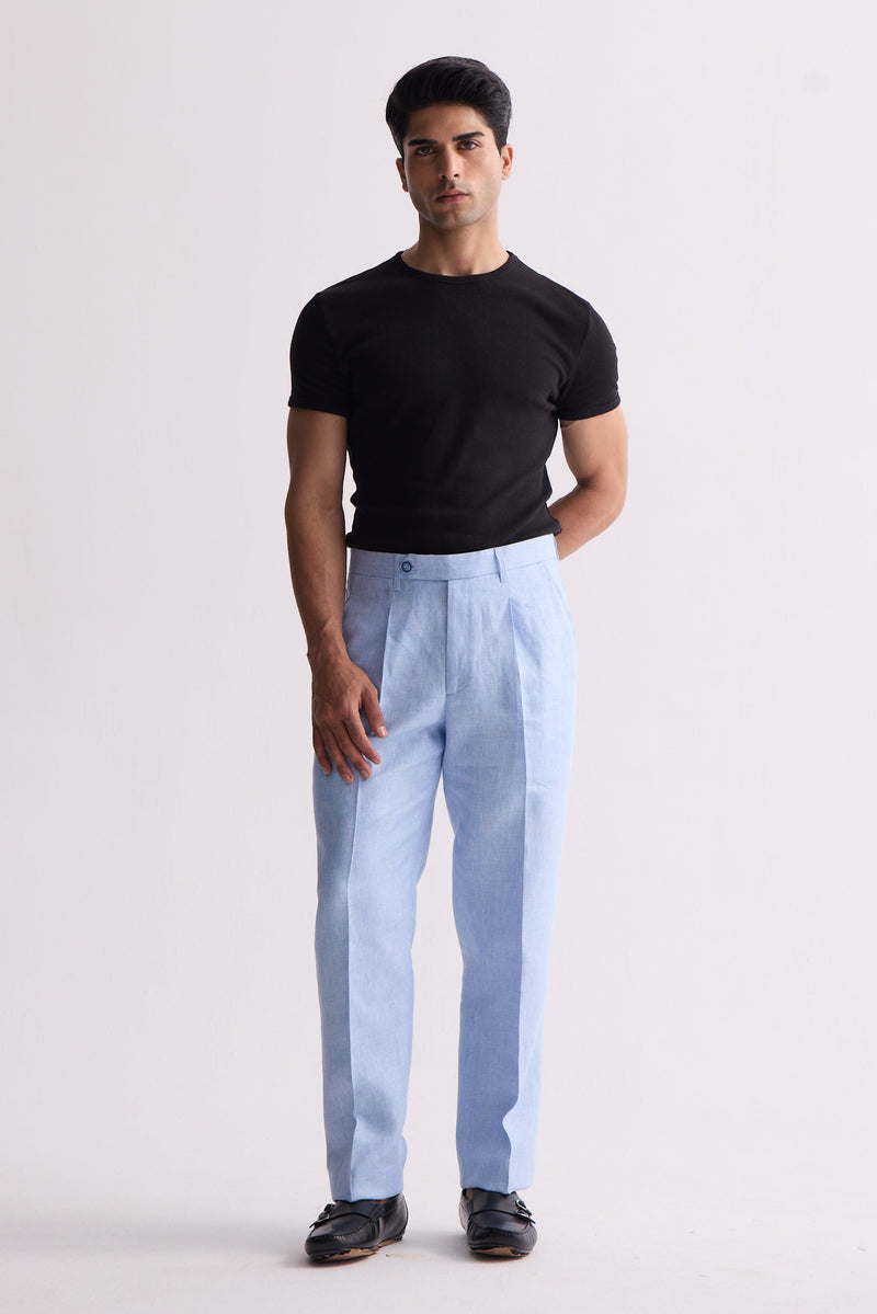 The Alvar Light Blue Linen Trouser