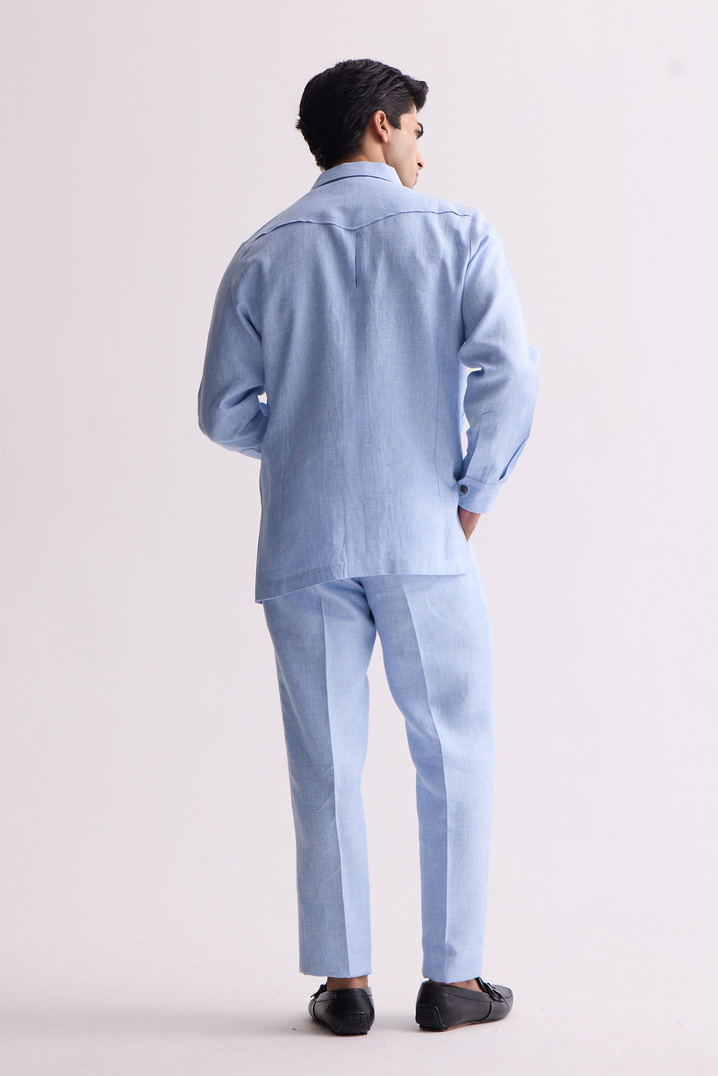 The Parwaaz Light Blue Linen Safari
