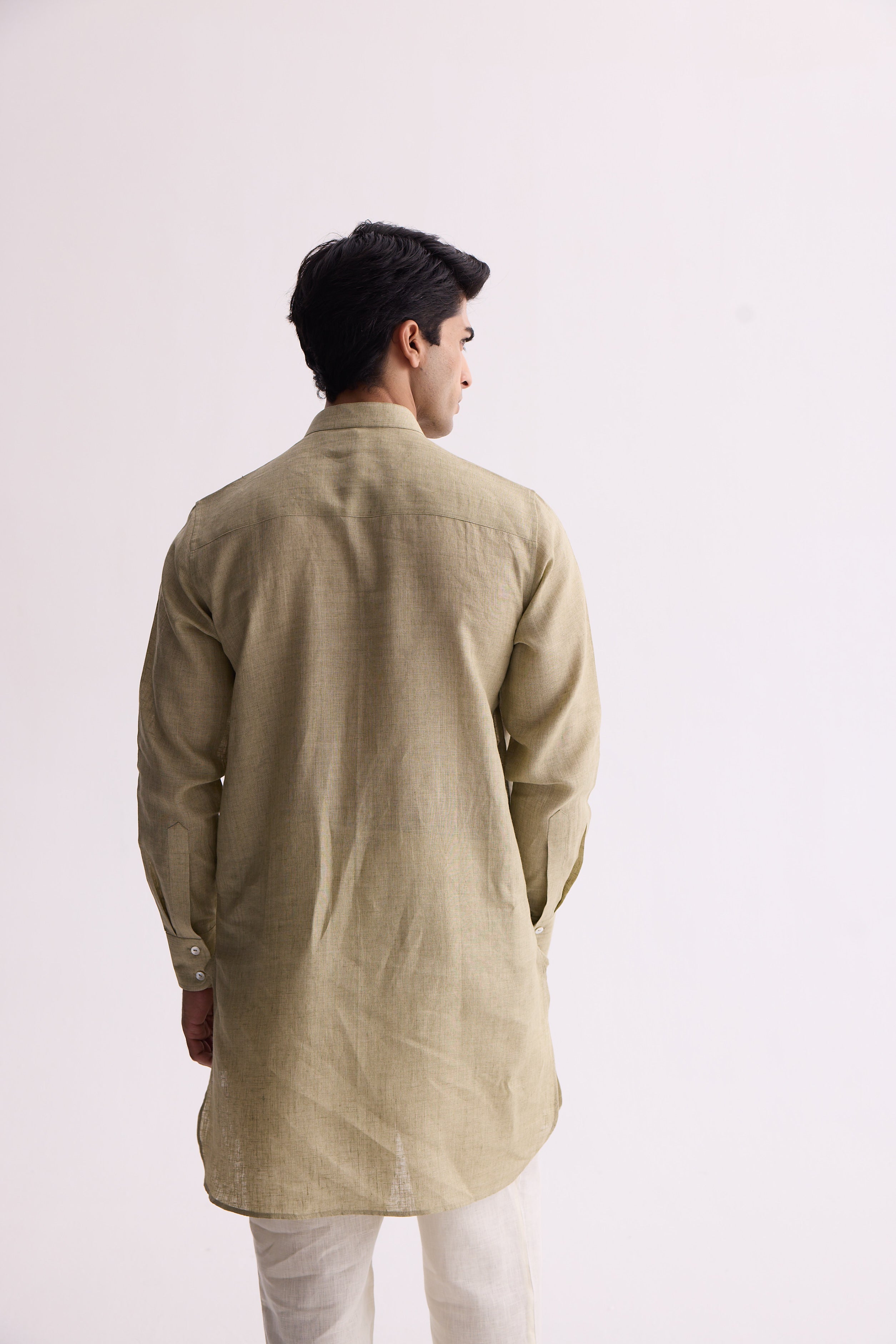 Handsome High Pista Linen Kurta