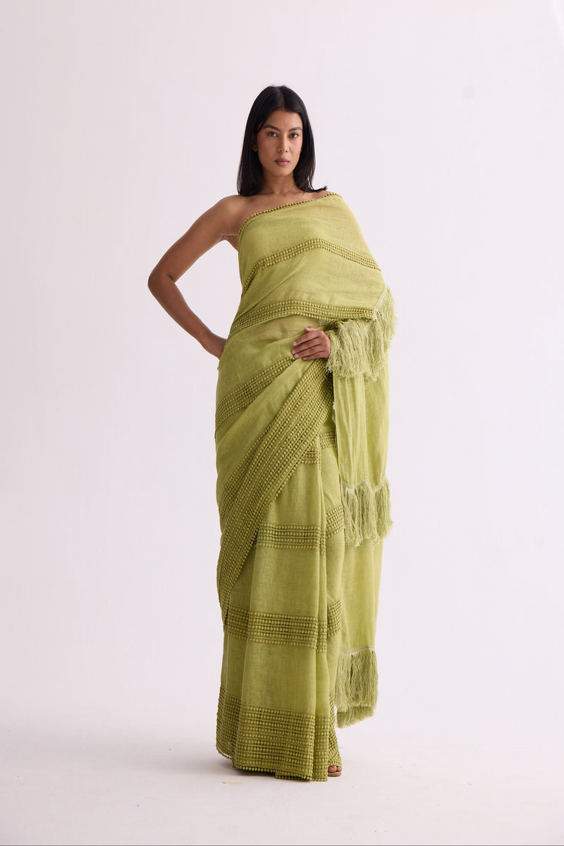 The Mallika-e-Bahaar Light Green Saree