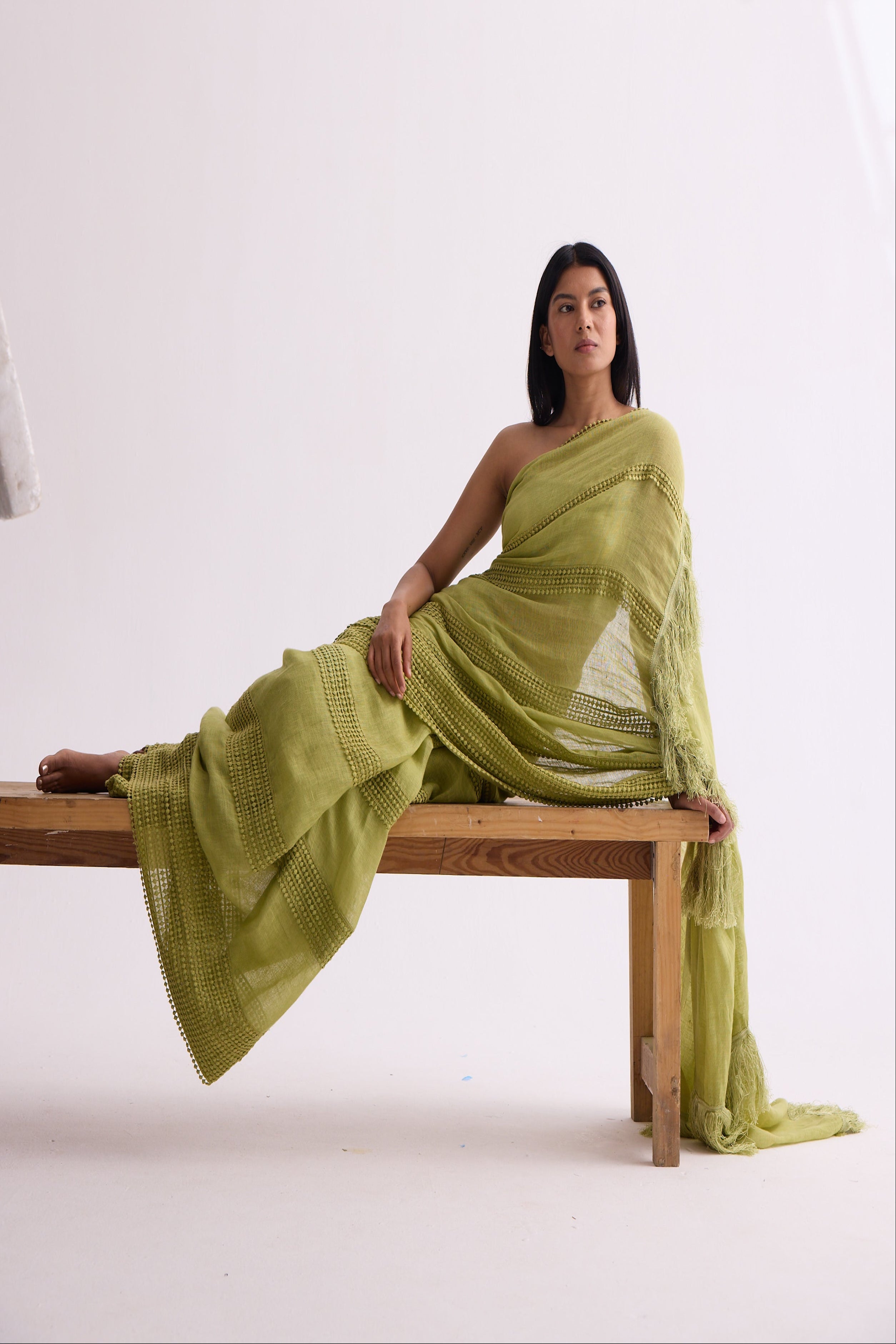 The Mallika-e-Bahaar Light Green Saree