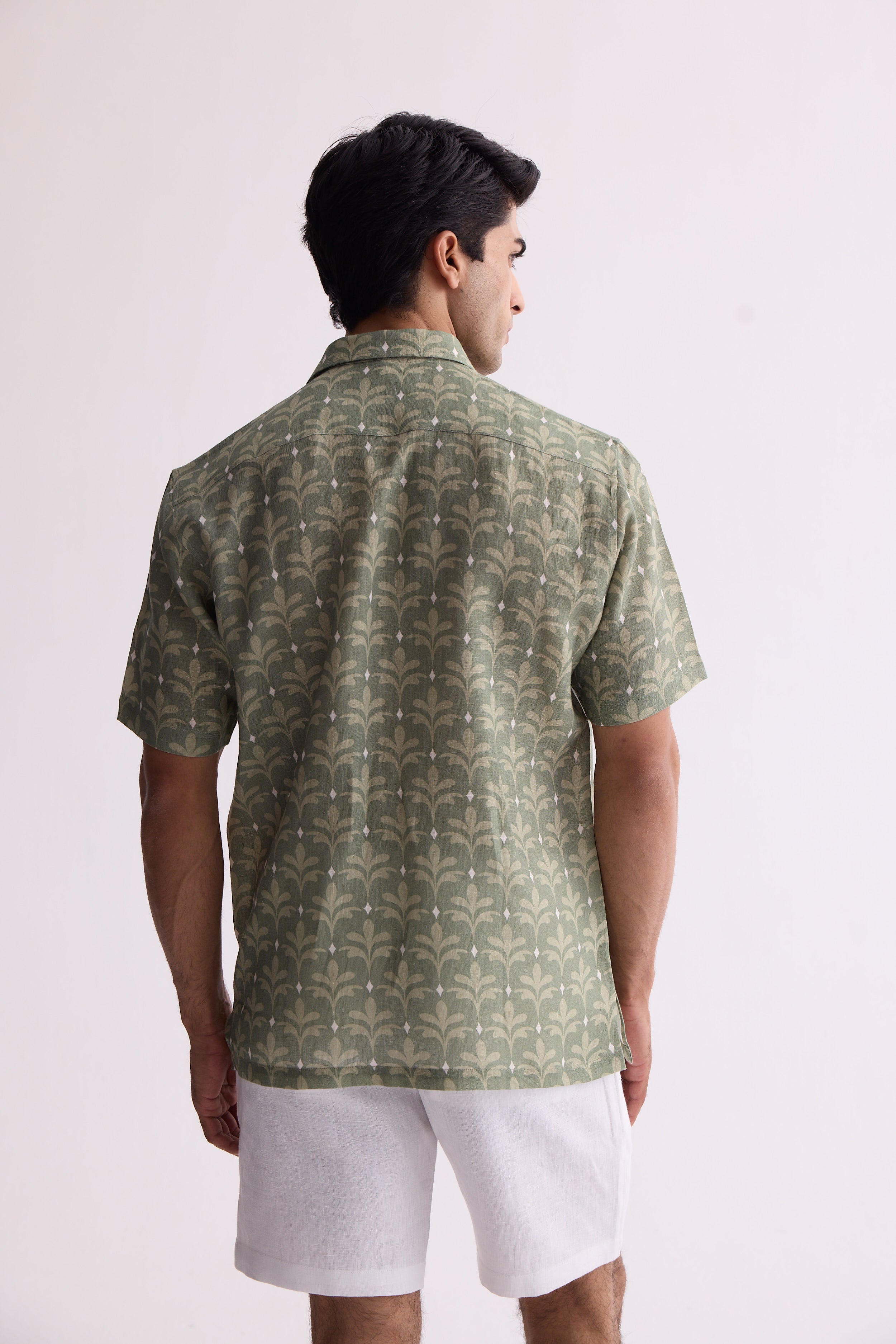 The Saaval Green leaf Linen Shirt