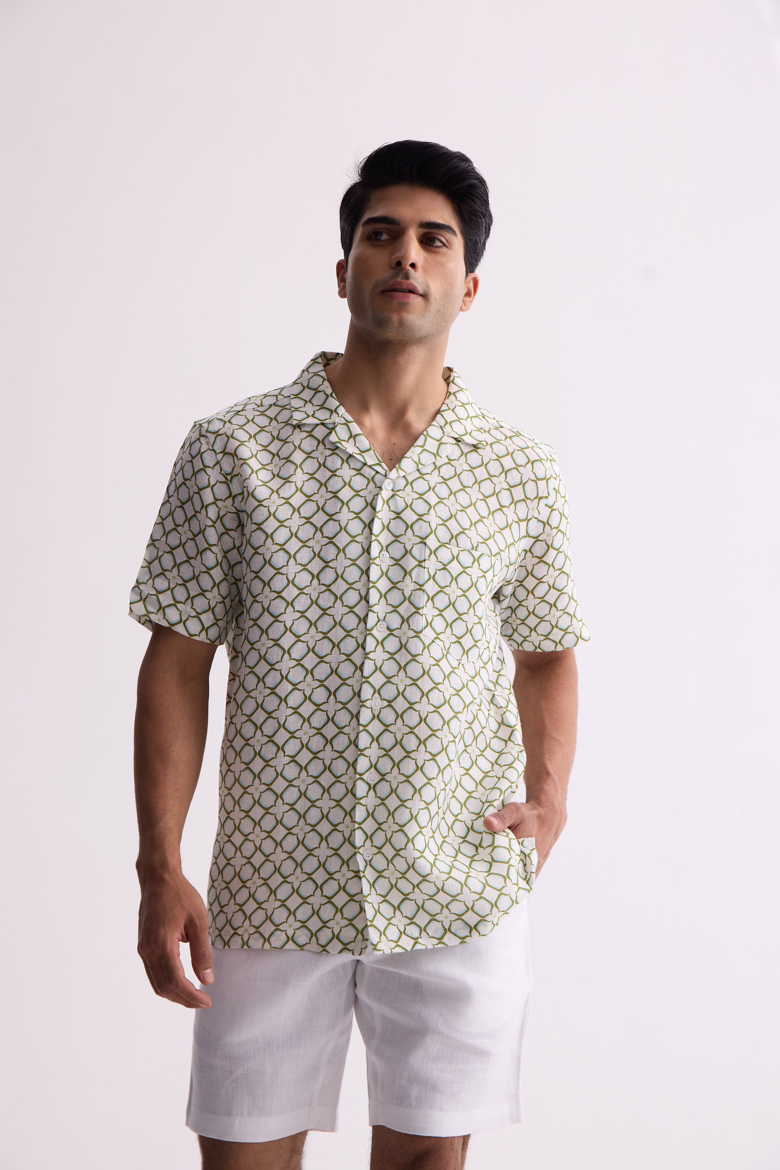The Neeran Green Flower Shirt