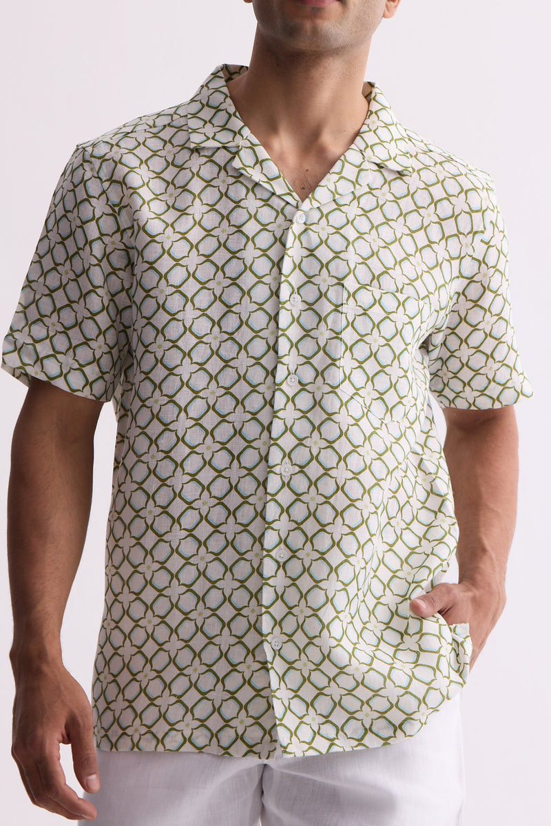 The Neeran Green Flower Shirt