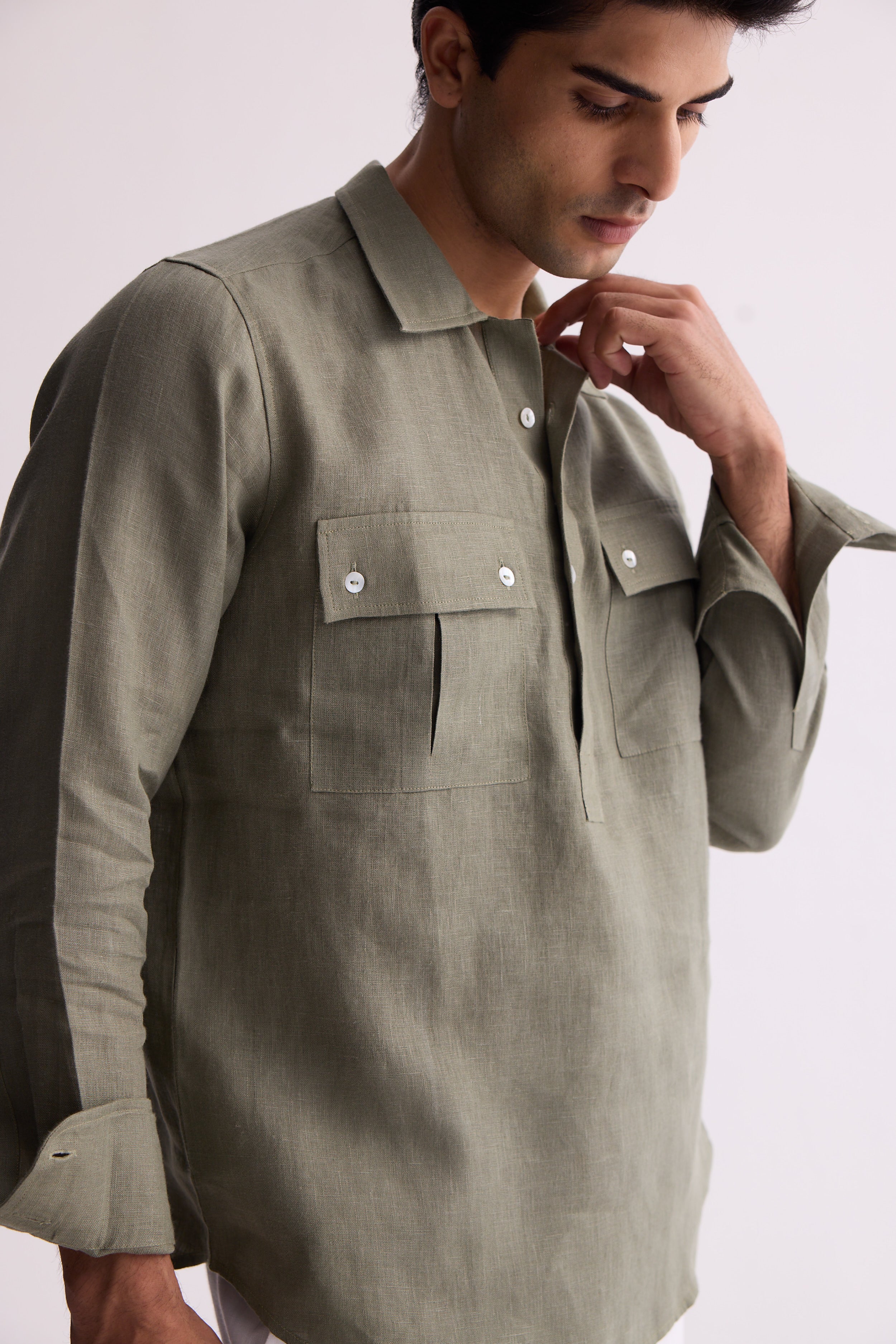 The Verdan Olive Linen Shirt