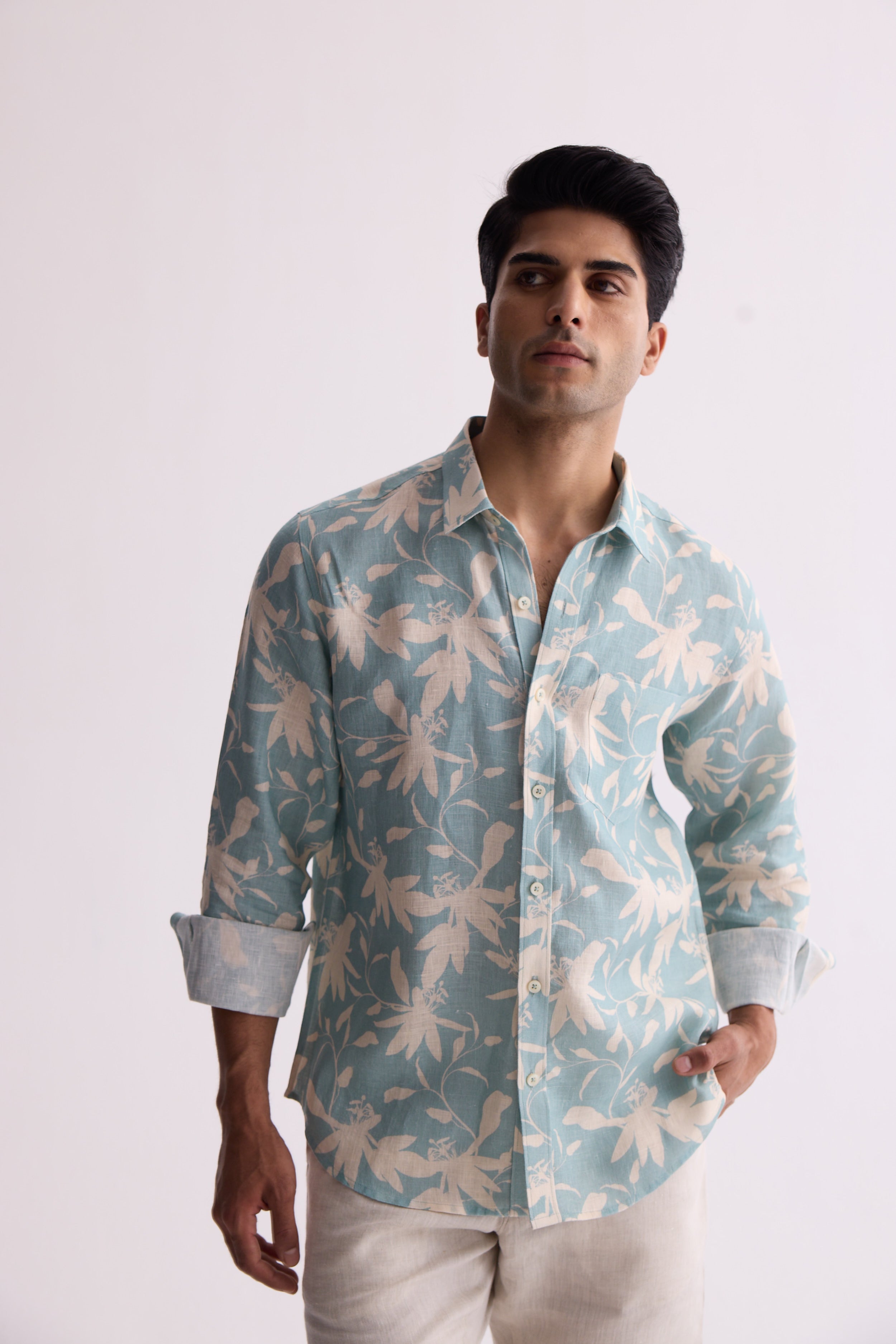 The Prabhaat Shirt Blue Flower