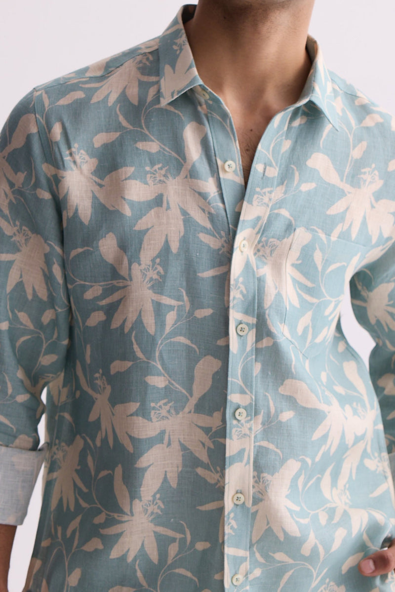 The Prabhaat Shirt Blue Flower