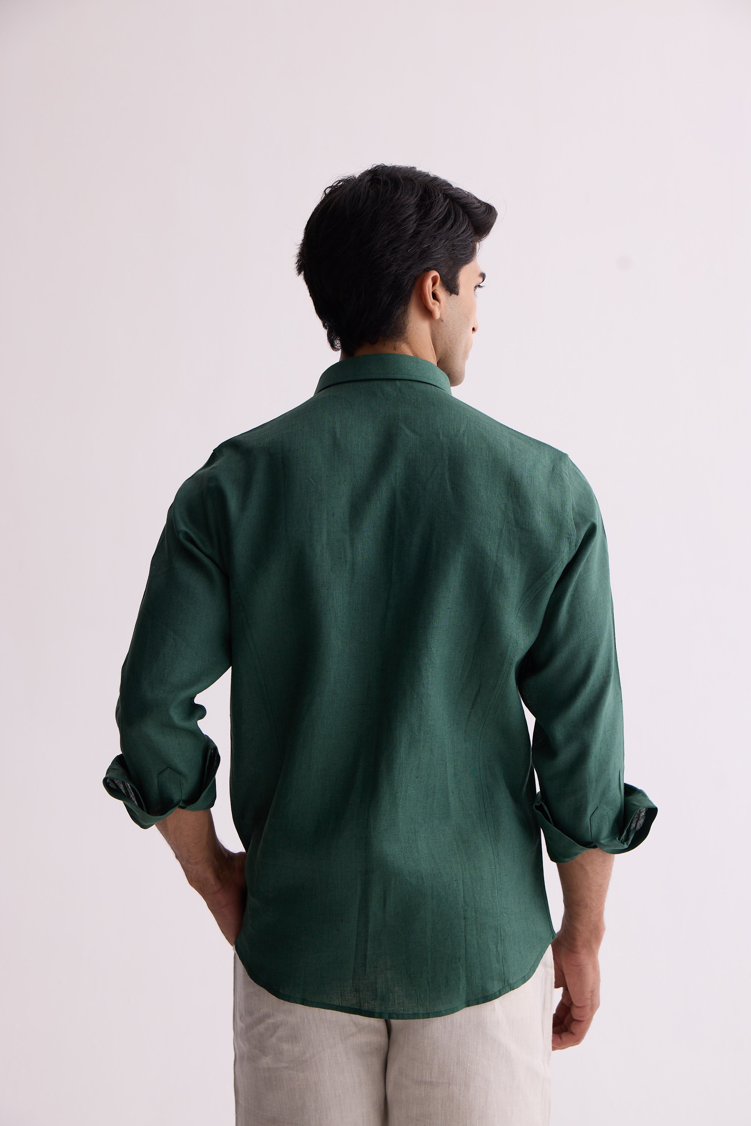 The Aldric Dark Green Linen Shirt