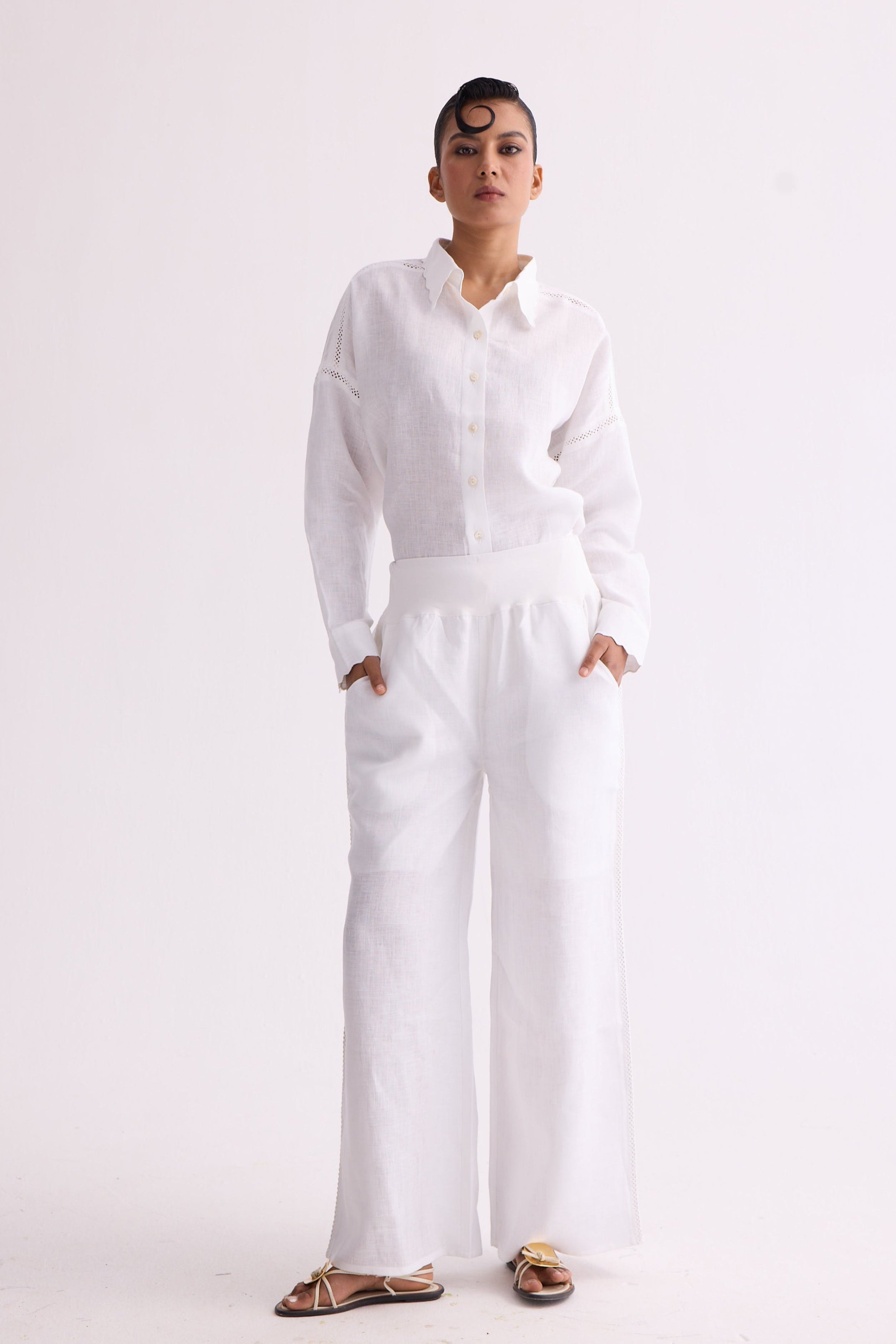 The Batooni White Skies Linen Pajamas