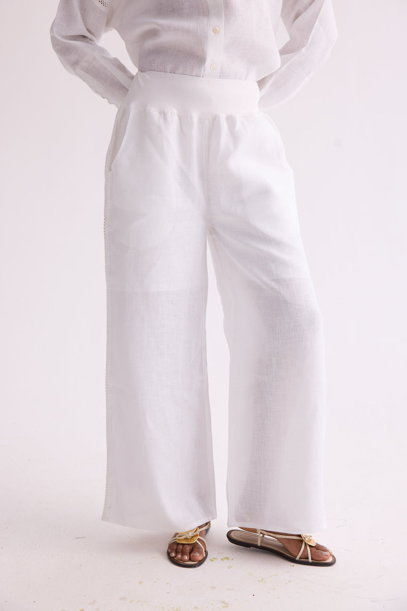 The Batooni White Skies Linen Pajamas
