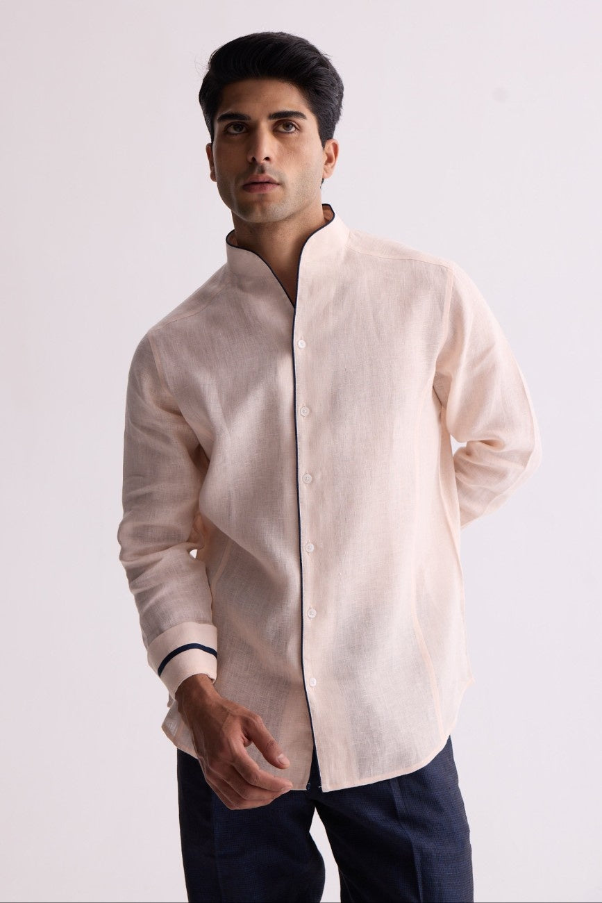 Royal Aristocratic Peach Linen Shirt