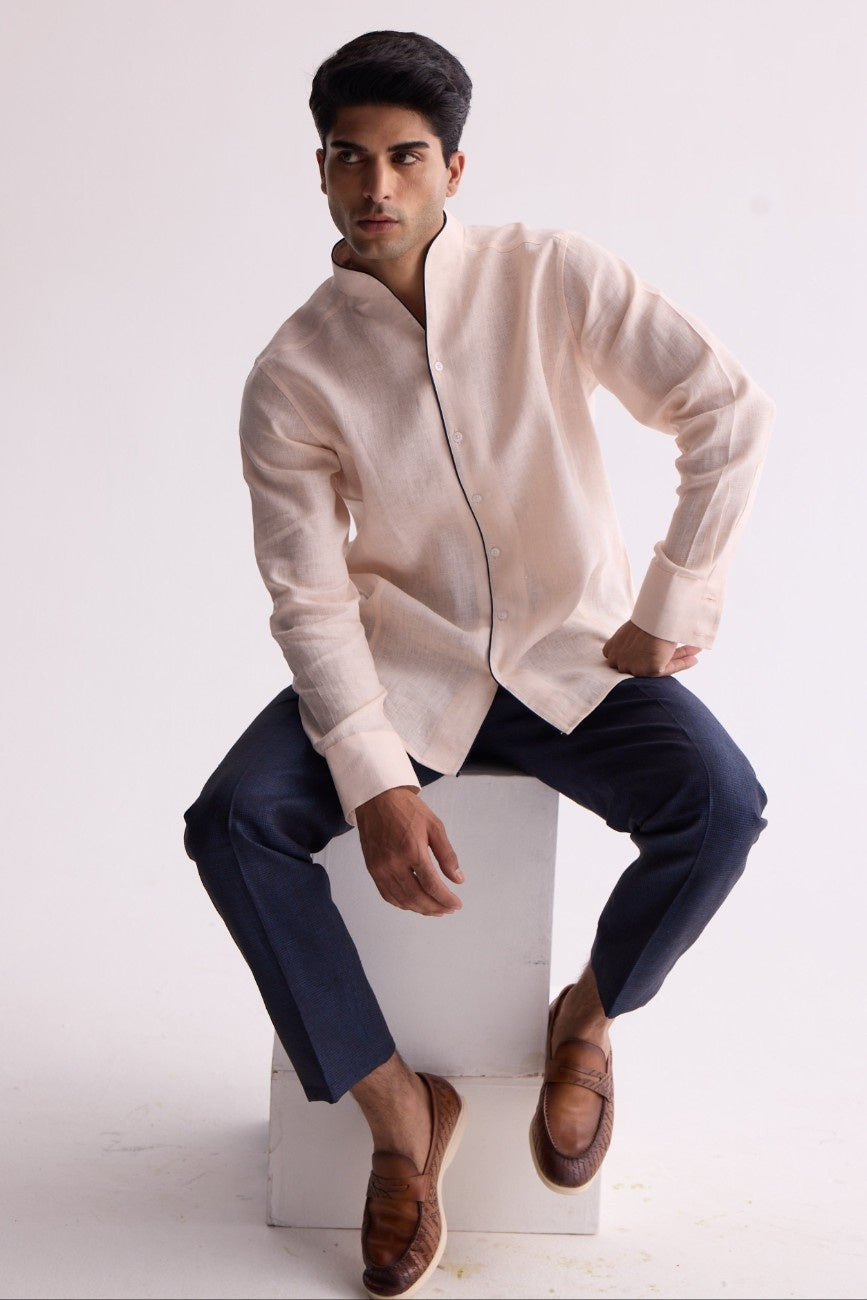 Royal Aristocratic Peach Linen Shirt