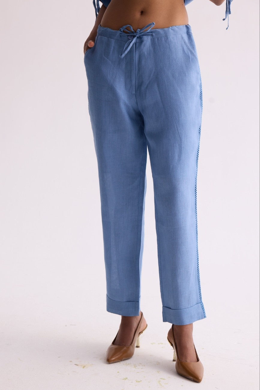 The Tahlia Powder Blue Linen Trousers
