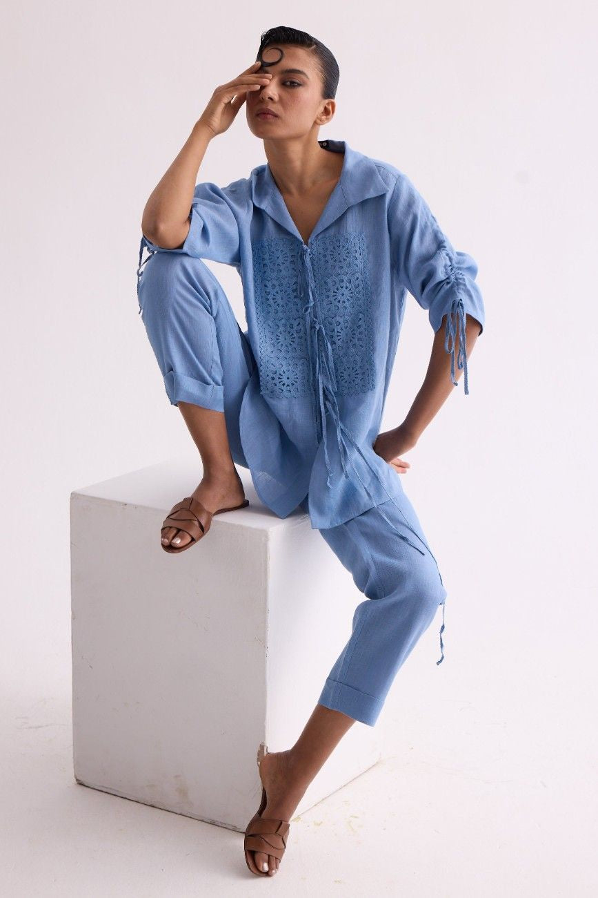 The Tahlia Powder Blue Linen Trousers