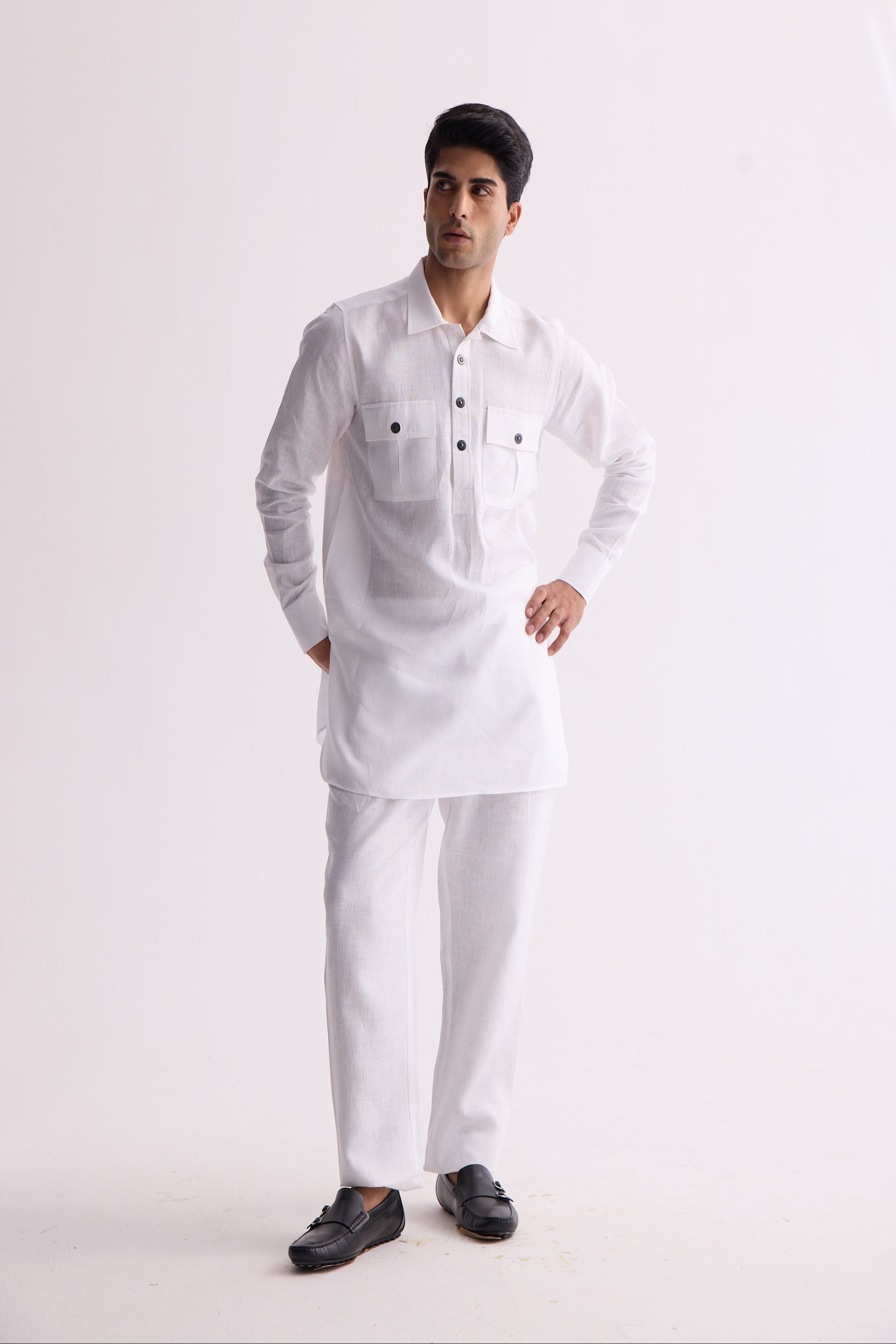The Marzo White Linen Kurta