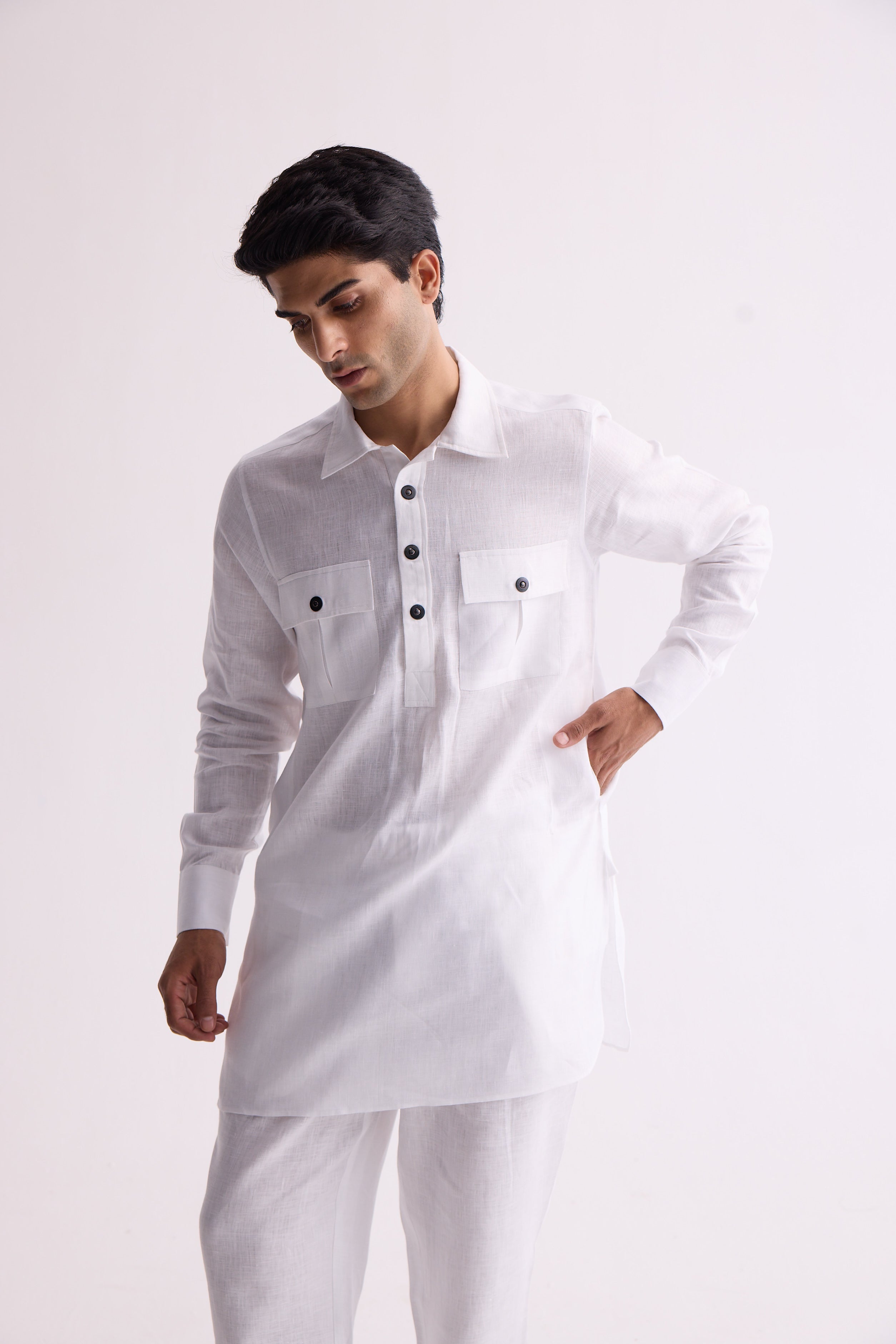 The Marzo White Linen Kurta