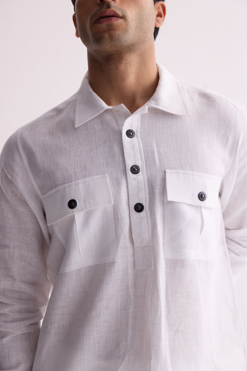 The Marzo White Linen Kurta