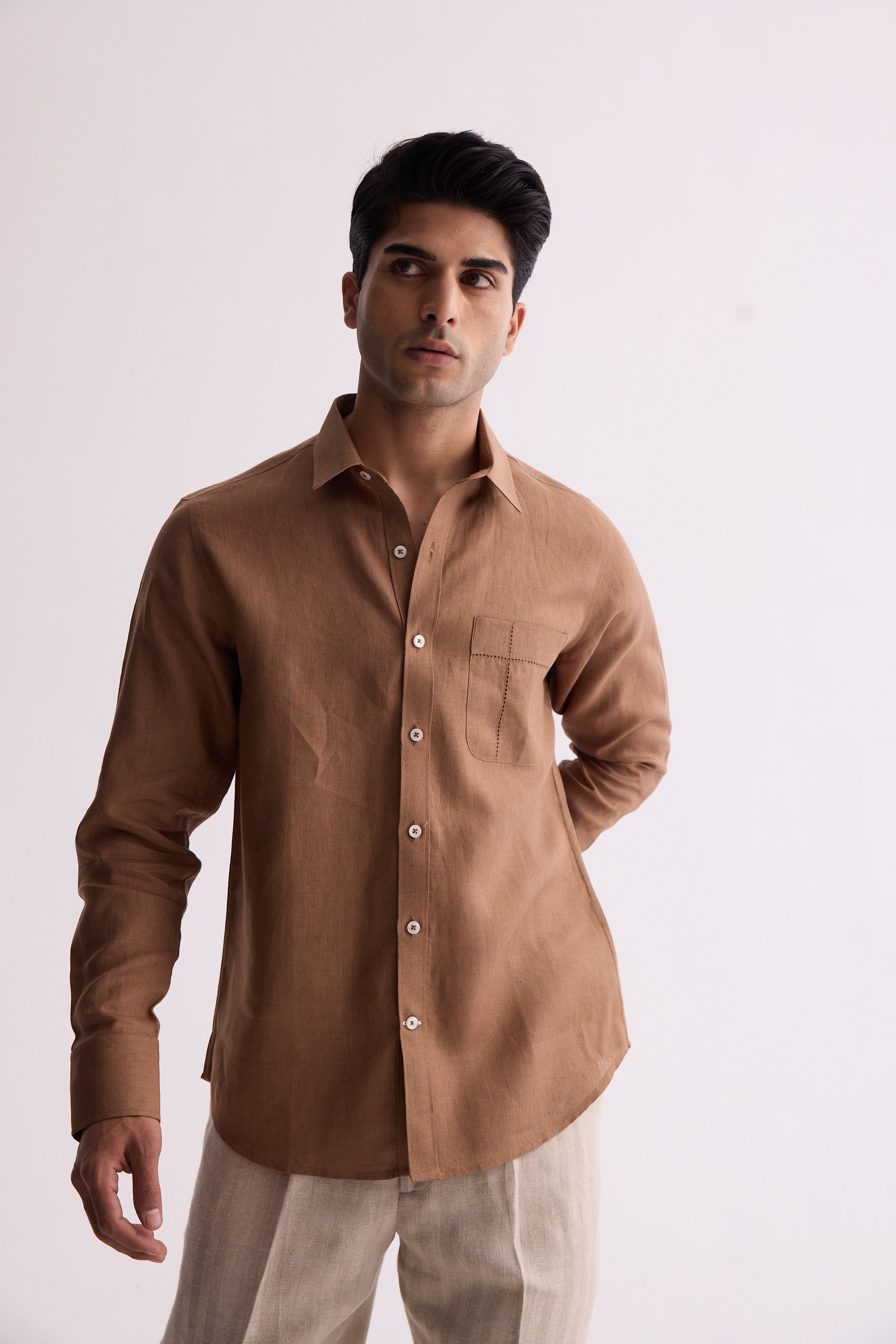 The Aldric Brown Linen Shirt