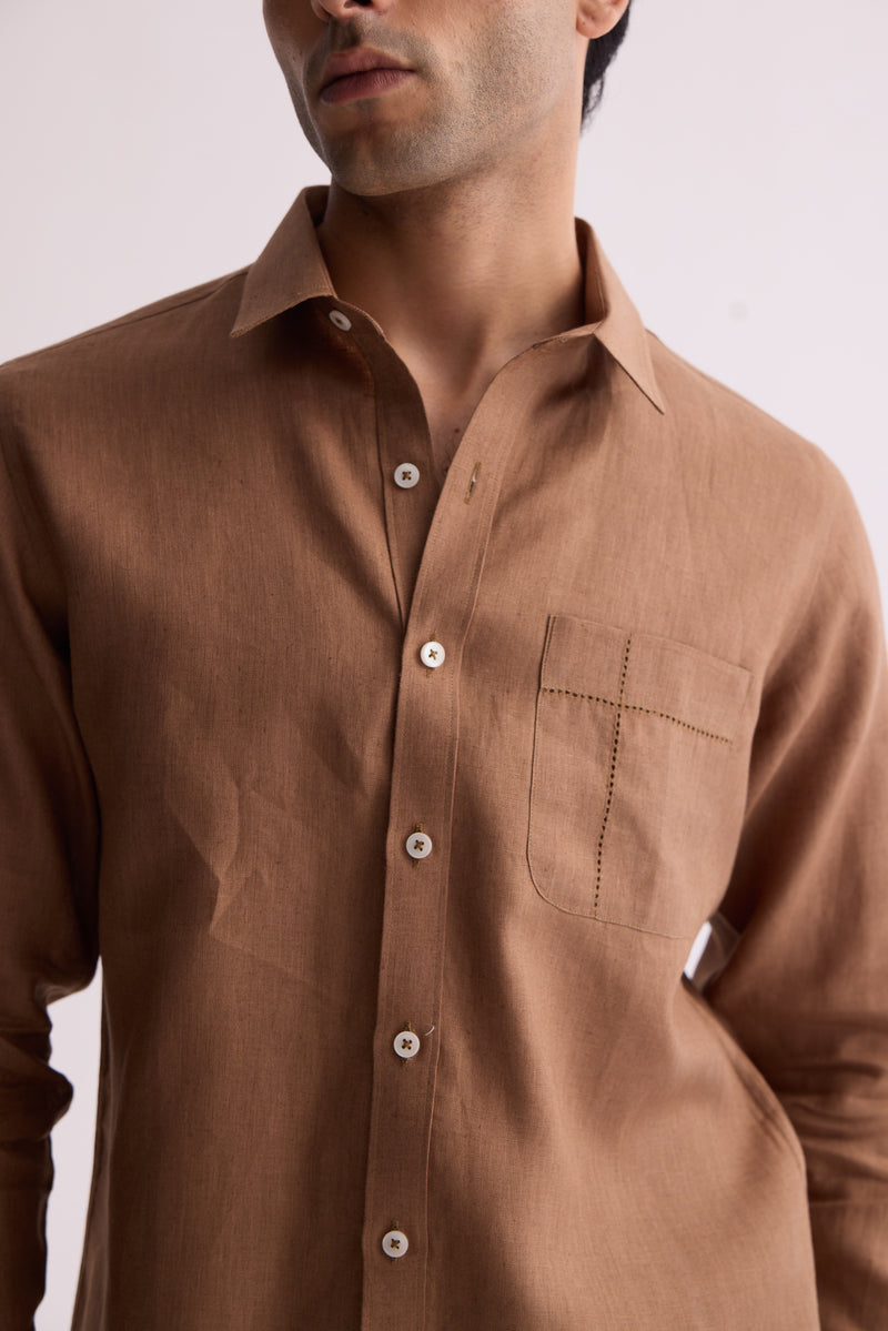 The Aldric Brown Linen Shirt
