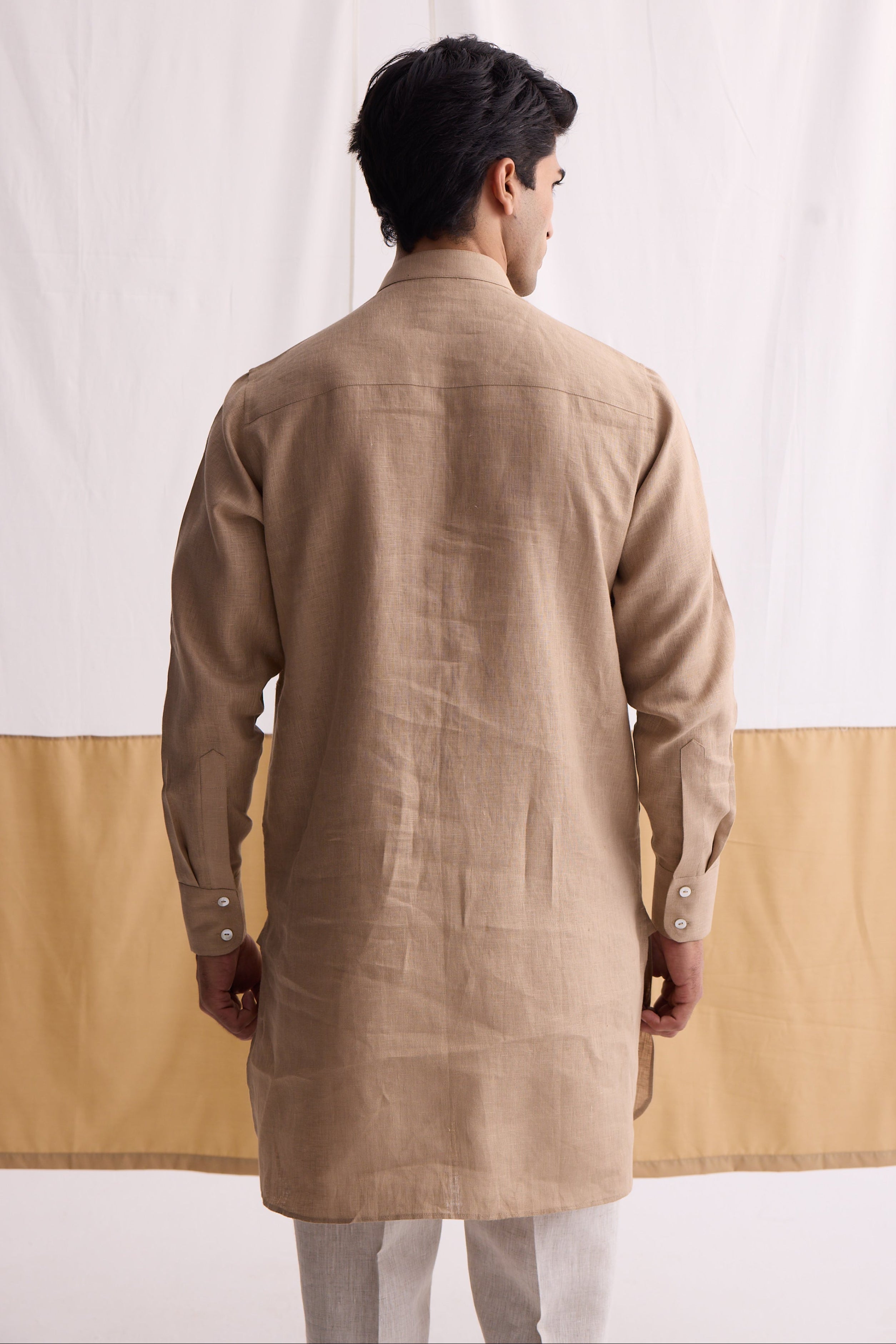 Handsome High Sand Linen Kurta