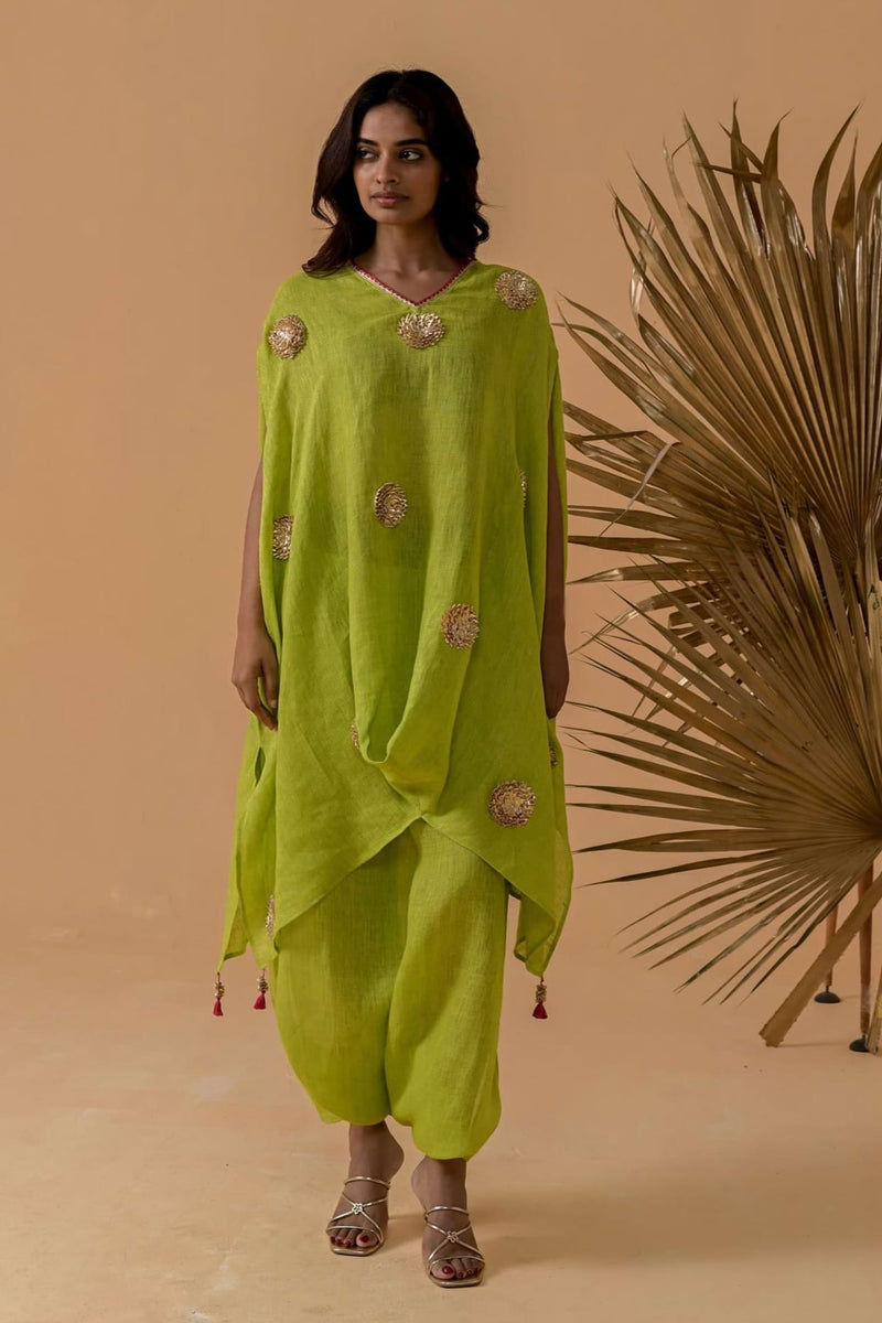The Patakha Lime Gauze Linen Cape Set