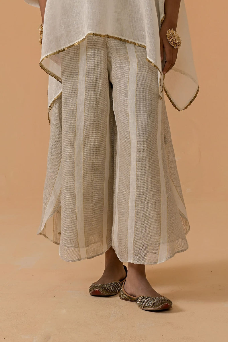 Drama Queen White Stripe Linen Palazzo