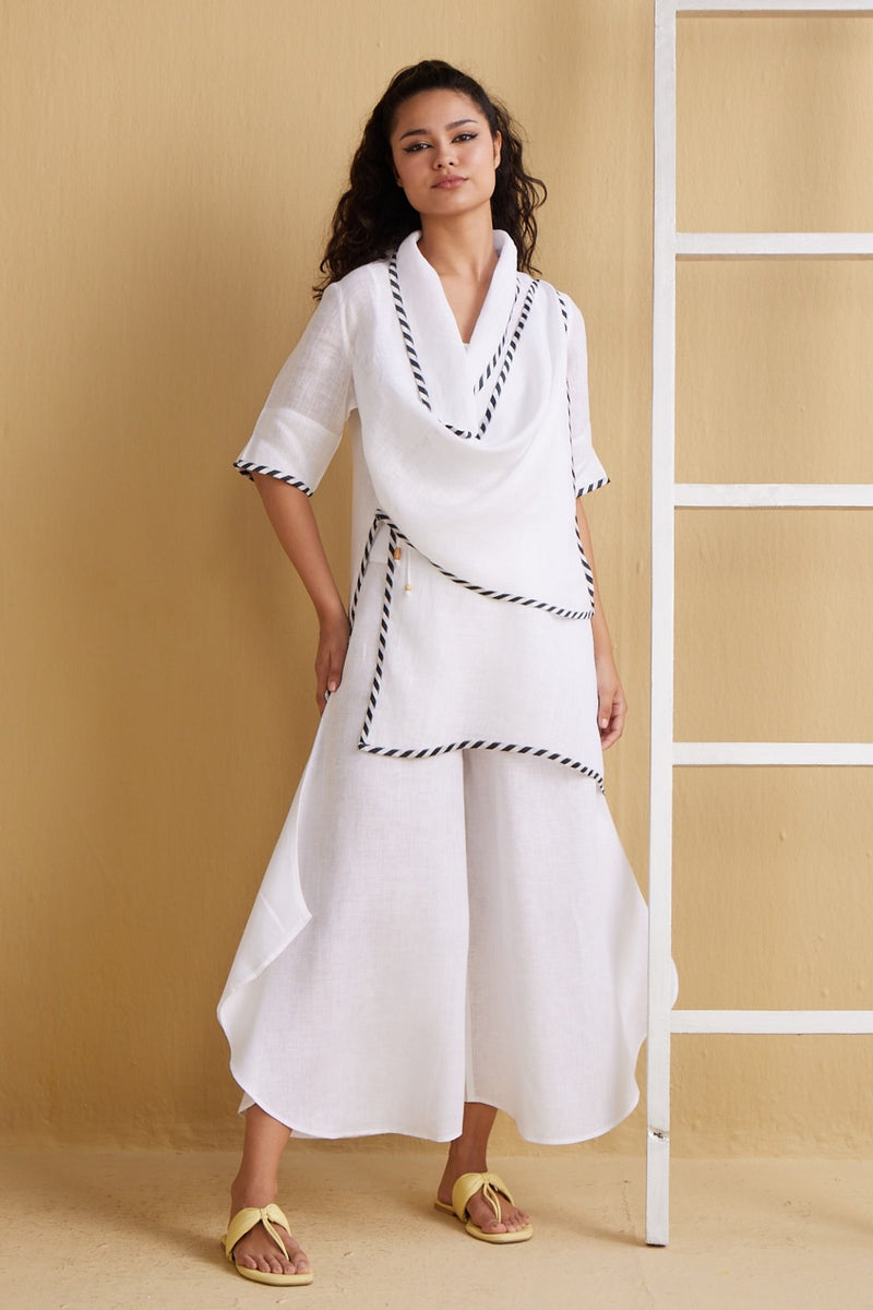 The Saachi White Ivory Gauze Handcrafted Linen Cape