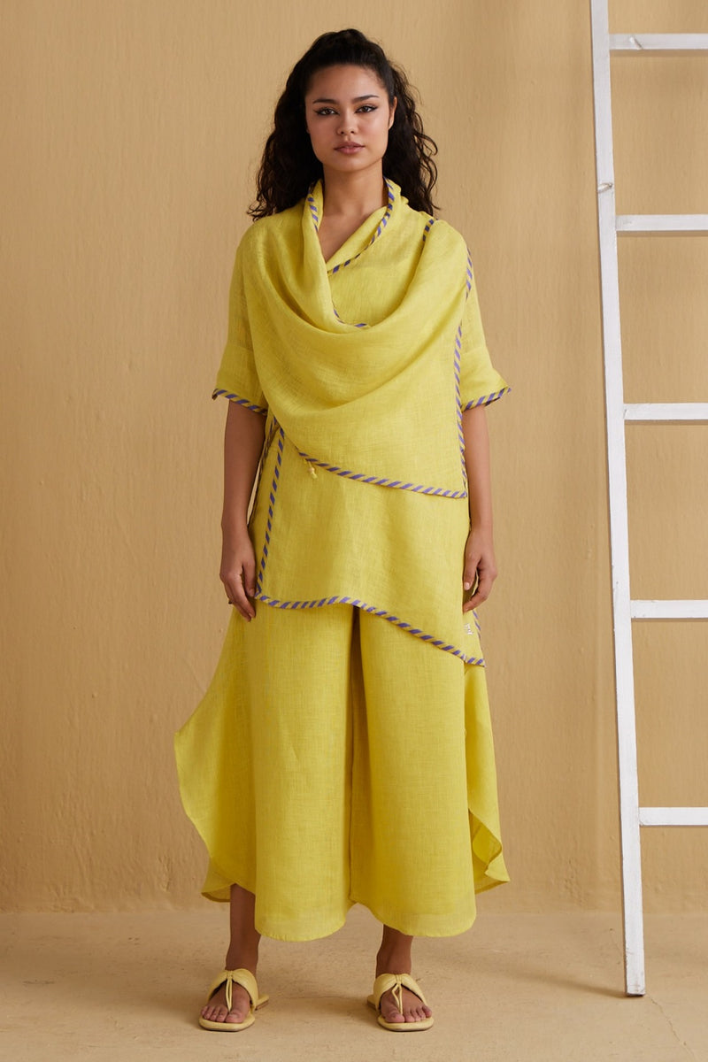 The Saachi Yellow Sunshine Gauze Handcrafted Linen Cape