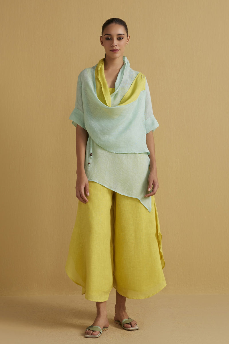 The Raahat Aqua Breeze Striped Handcrafted Linen Cape