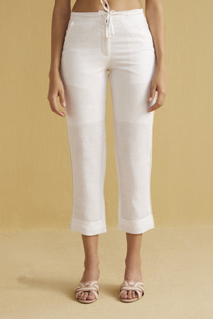 The Tahlia White Linen Trousers