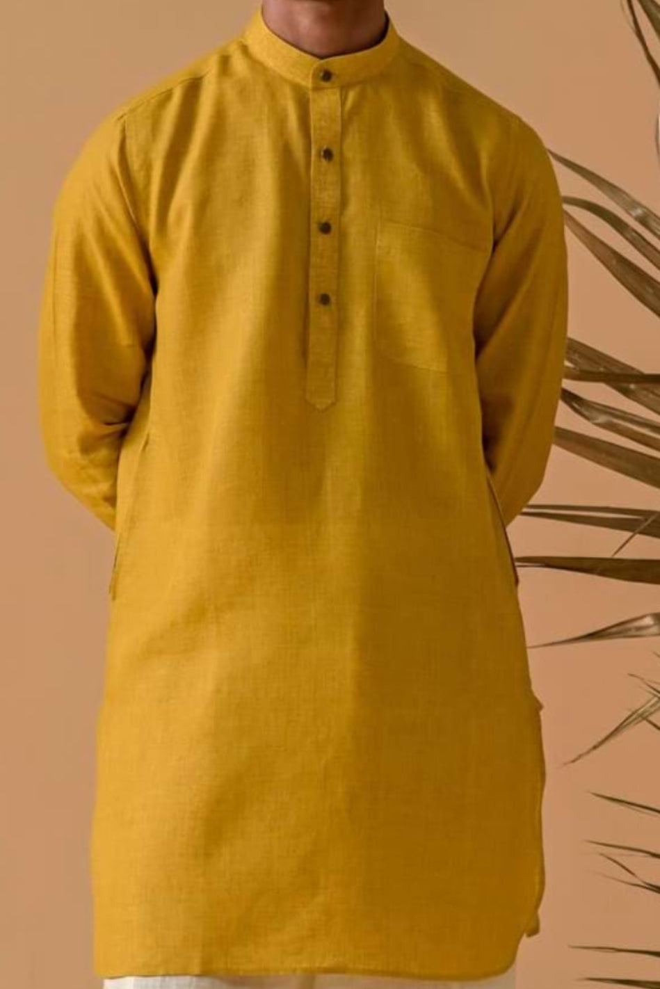 Shehzada Style Mustard Linen Kurta