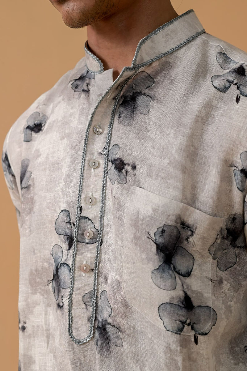 Heera Hero Ash & Bloom Linen Kurta