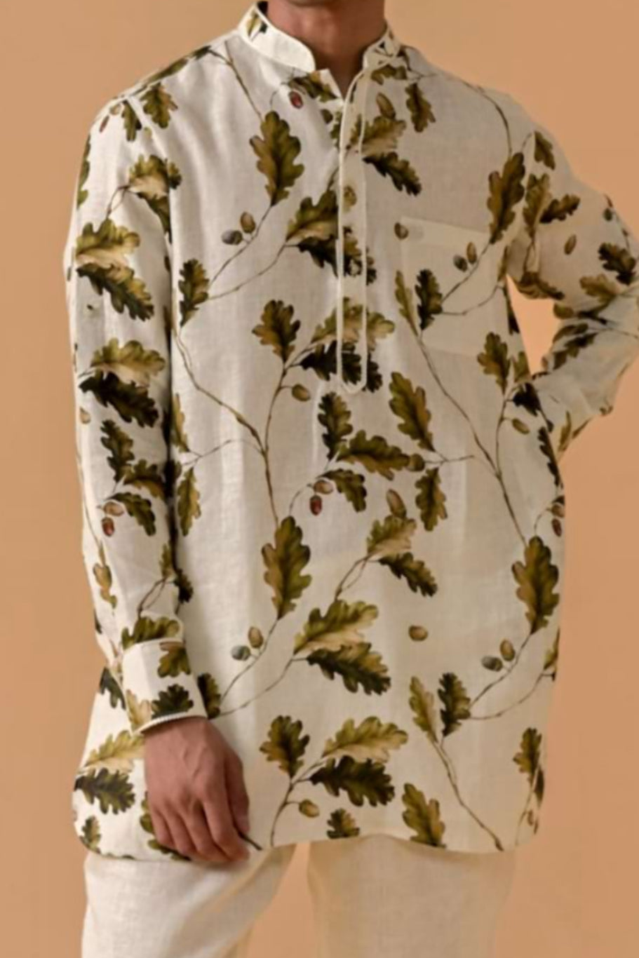 Sultani Swag Autumn Print Linen Kurta