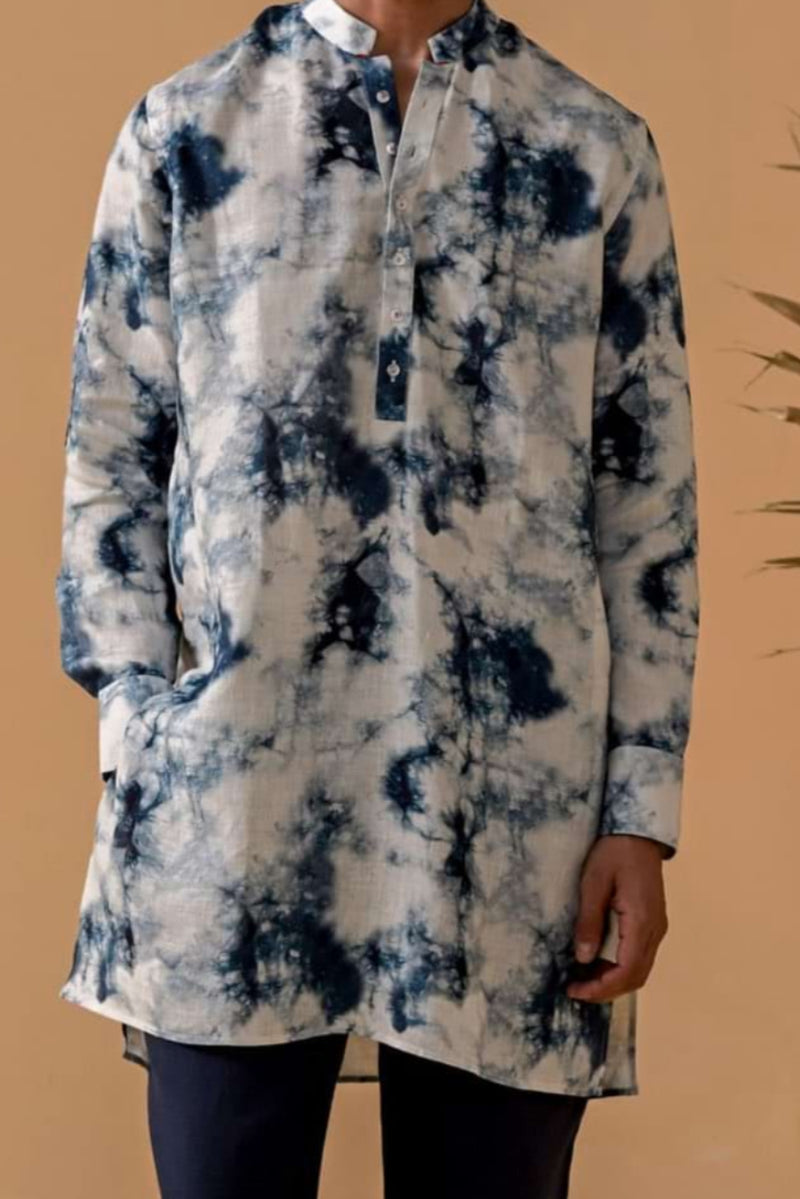 Rangeela Vibes Blue Shibori Linen Kurta