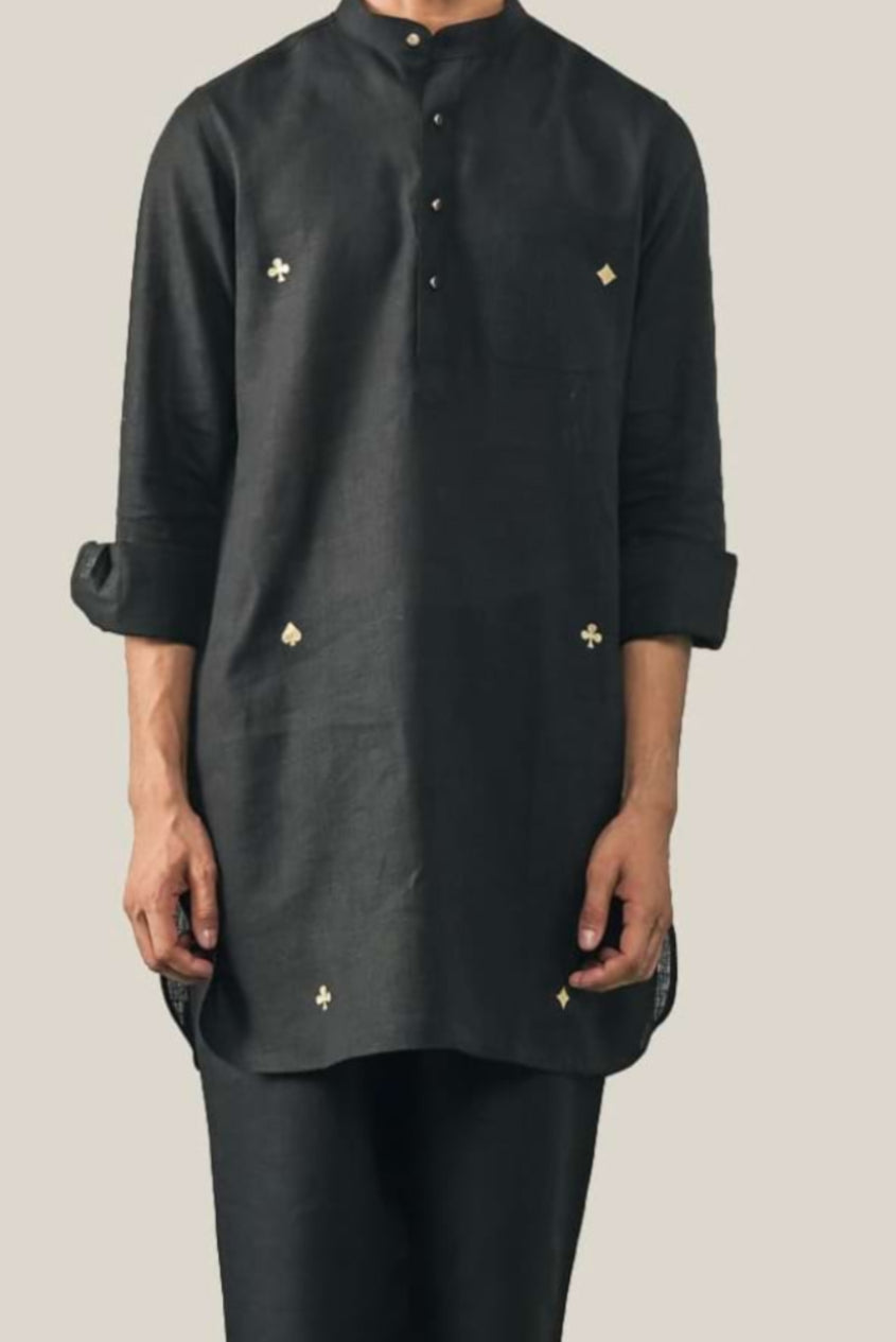 Lord of the Deck Black Linen Kurta