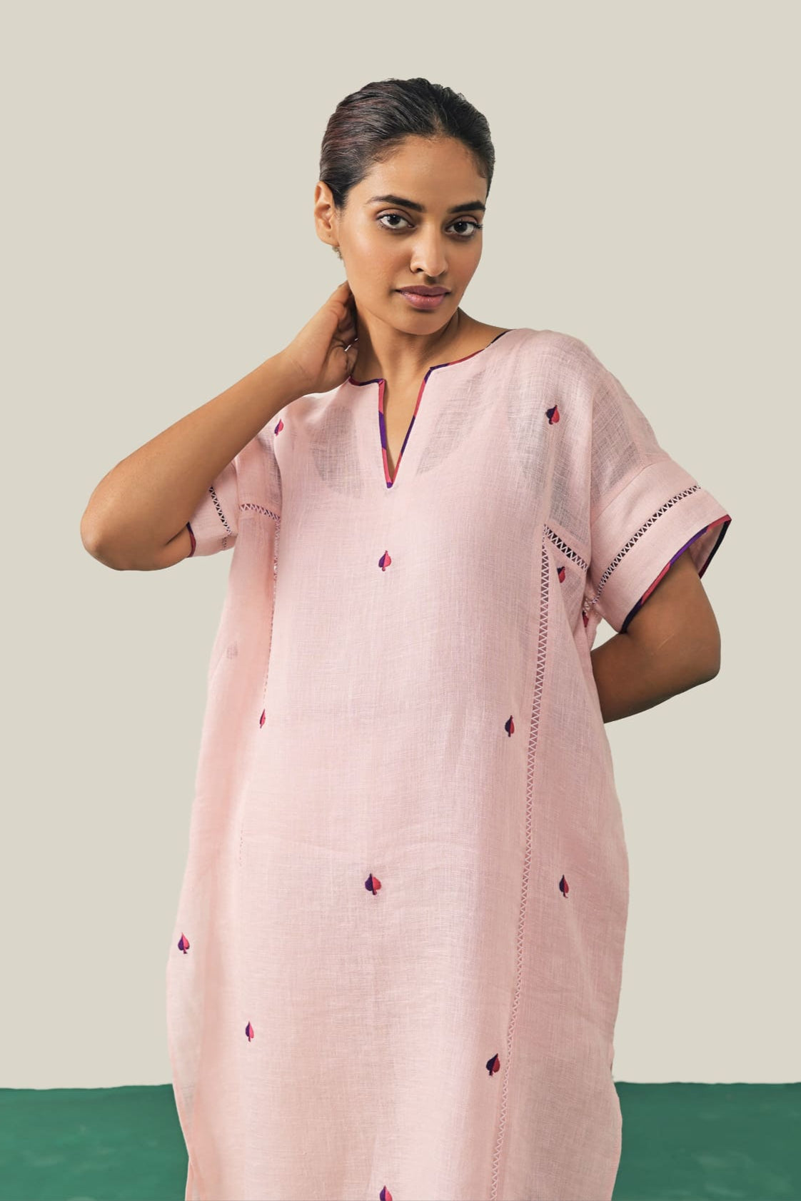 The Ace of Spades Kurta Set - Baby Pink