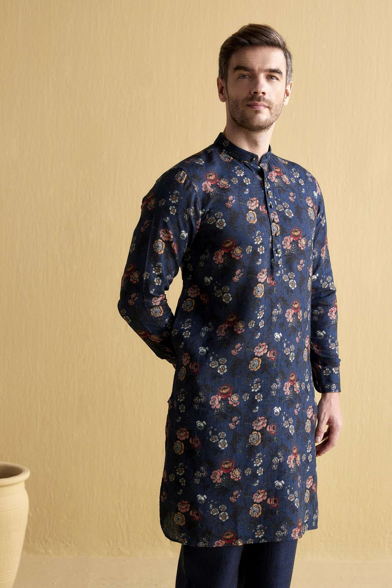 The Saya Hues of Blue Linen Kurta